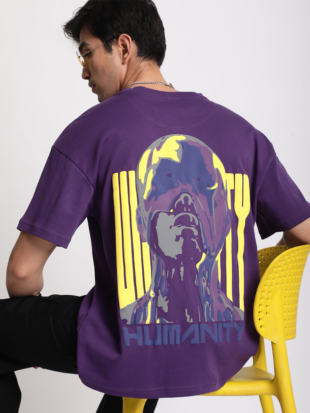 Men Graphic Puff Printed Cotton Oversized T-shirt