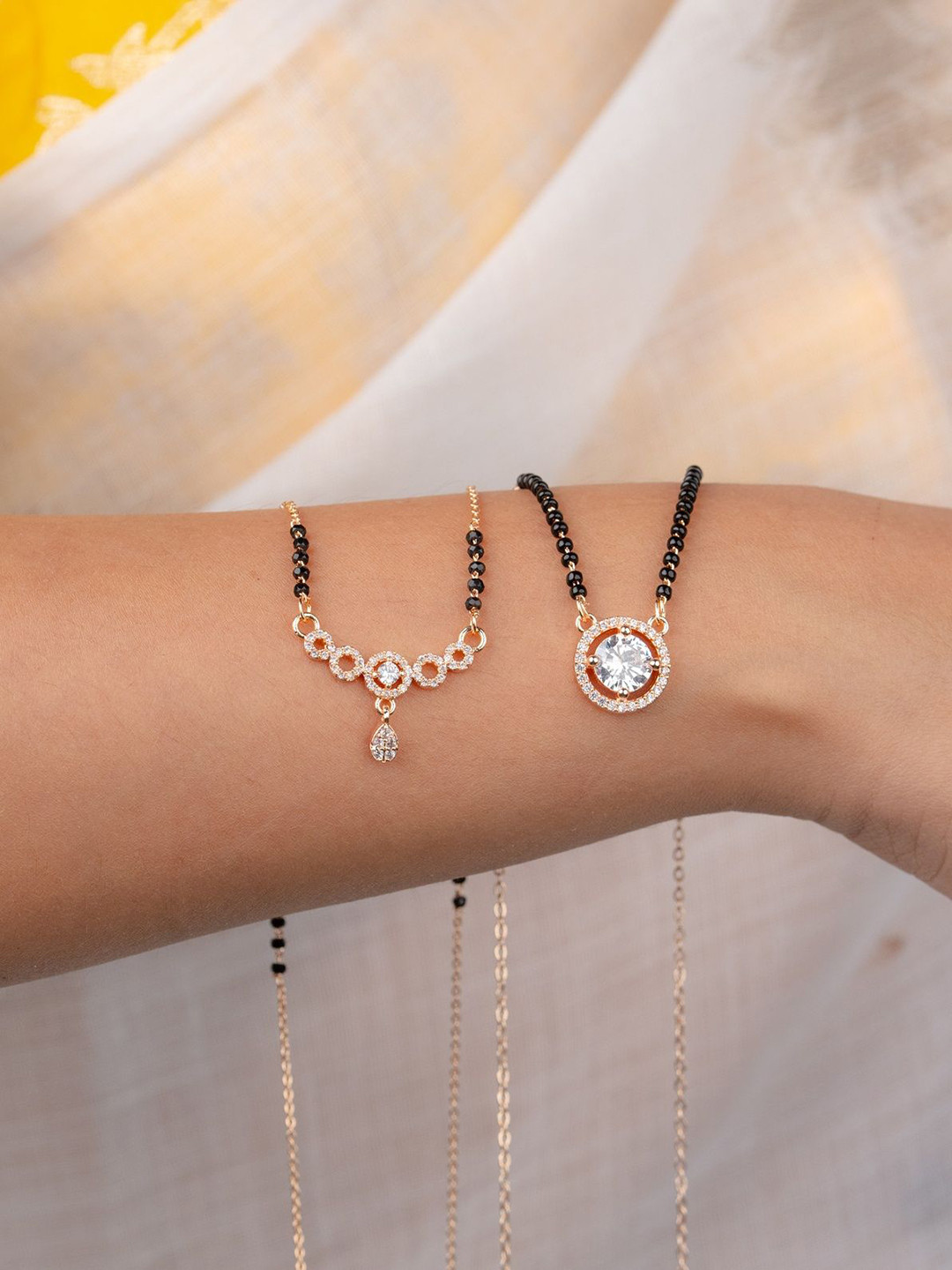 Zeraki Jewels Rihanna & Suhana Pack Of 2 Artificial Stones and Beads Mangalsutra