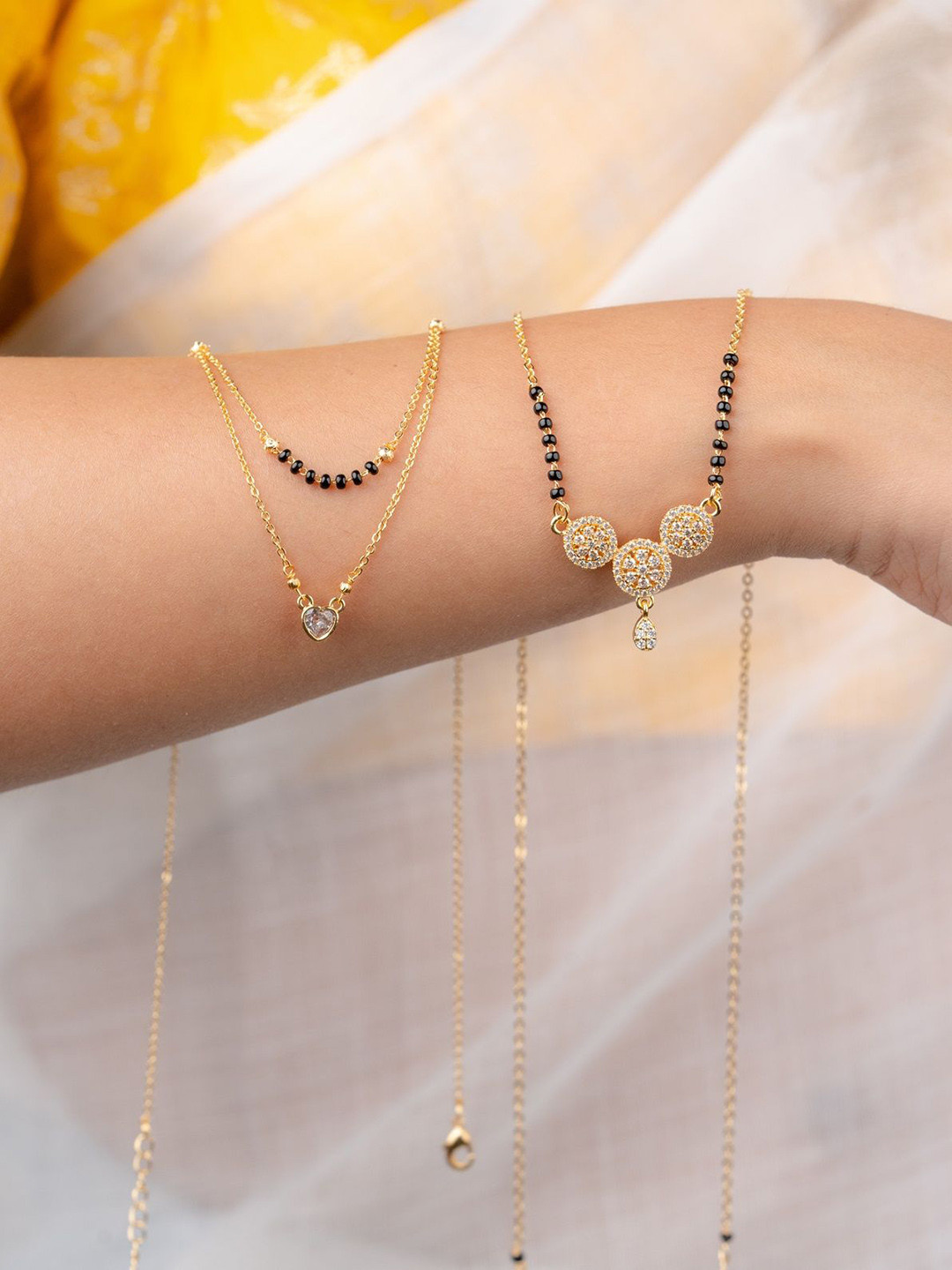 Zeraki Jewels Kisna & Simran Pack Of 2 Gold Plated Layered Mangalsutra