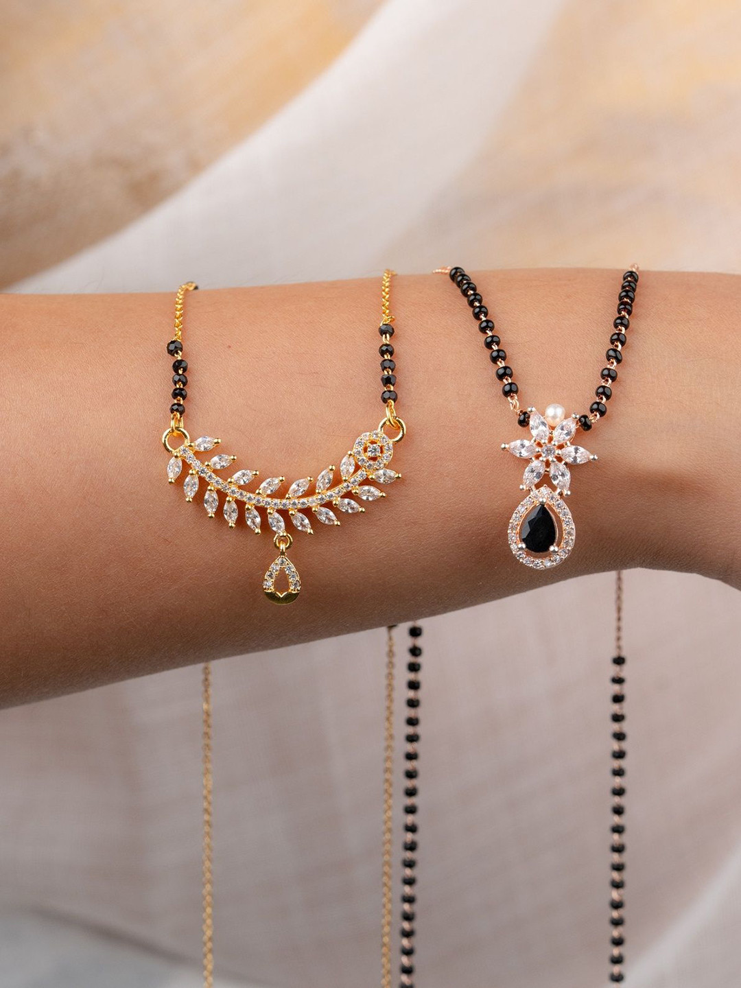 Zeraki Jewels Ahana & Archi Black Pack Of 2 Mangalsutra