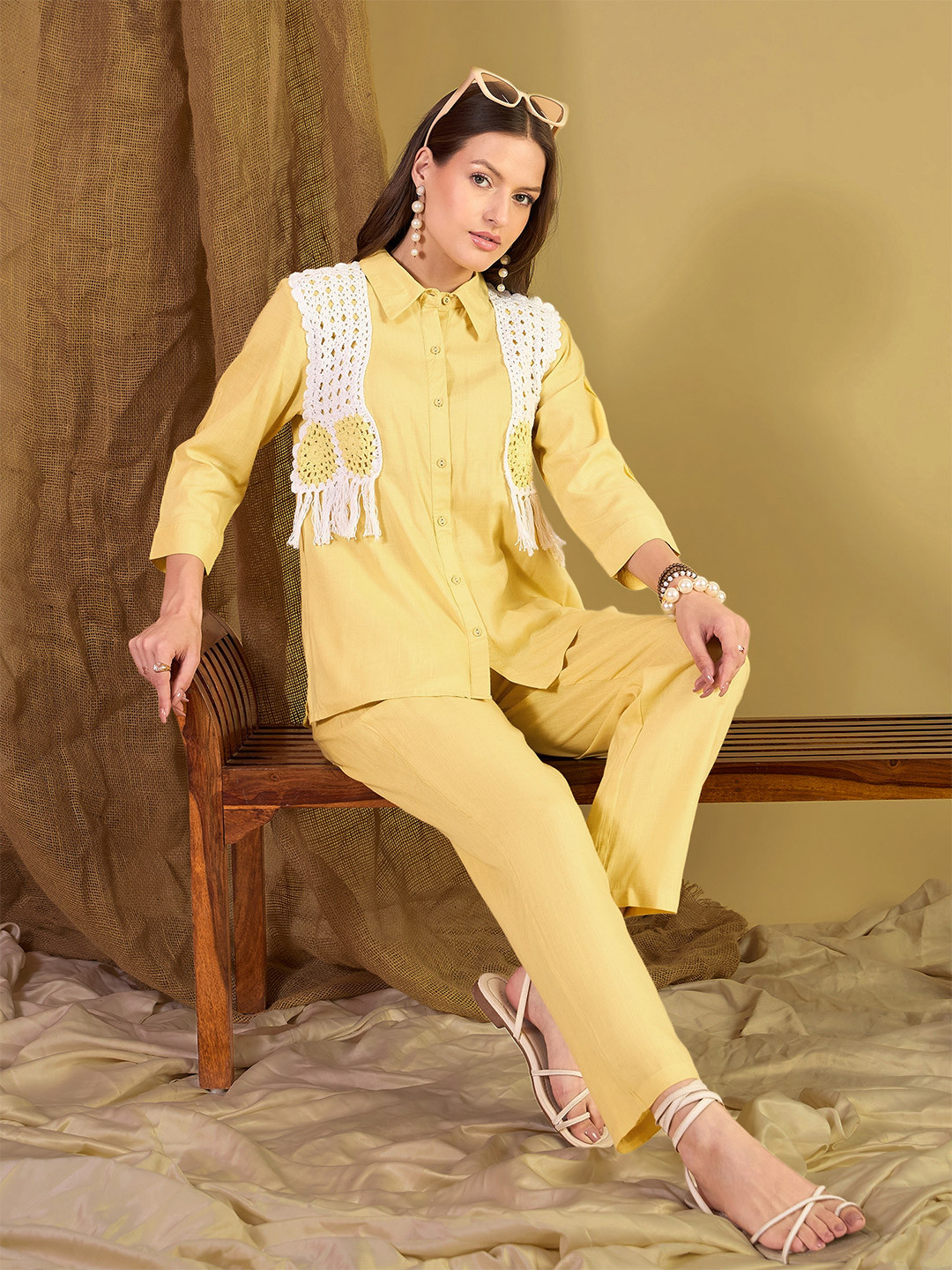 ZUMMER Rayon Embroidered Shirt With Trousers Co-Ords Set