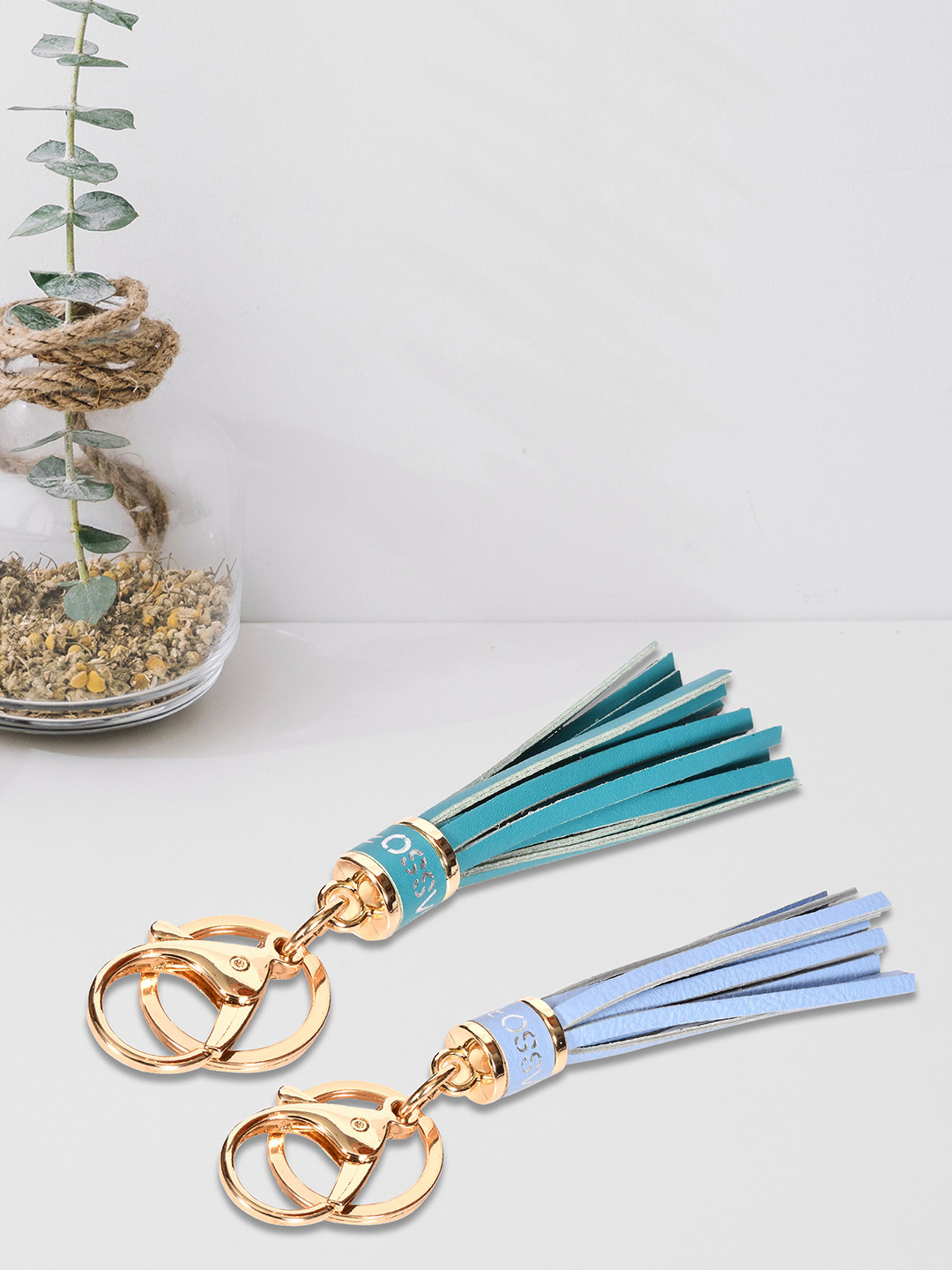 Sassora Set Of 2 Leather Tassel Design Key Chain