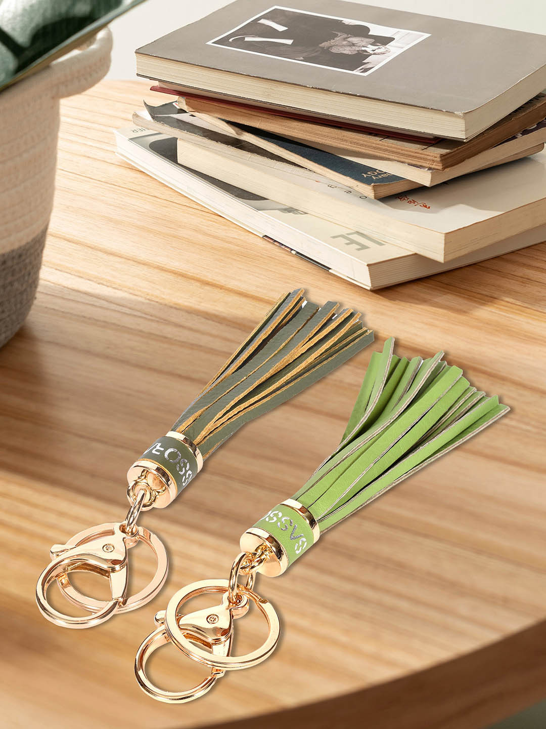 Sassora Set Of 2 Leather Tassel Design Key Chain