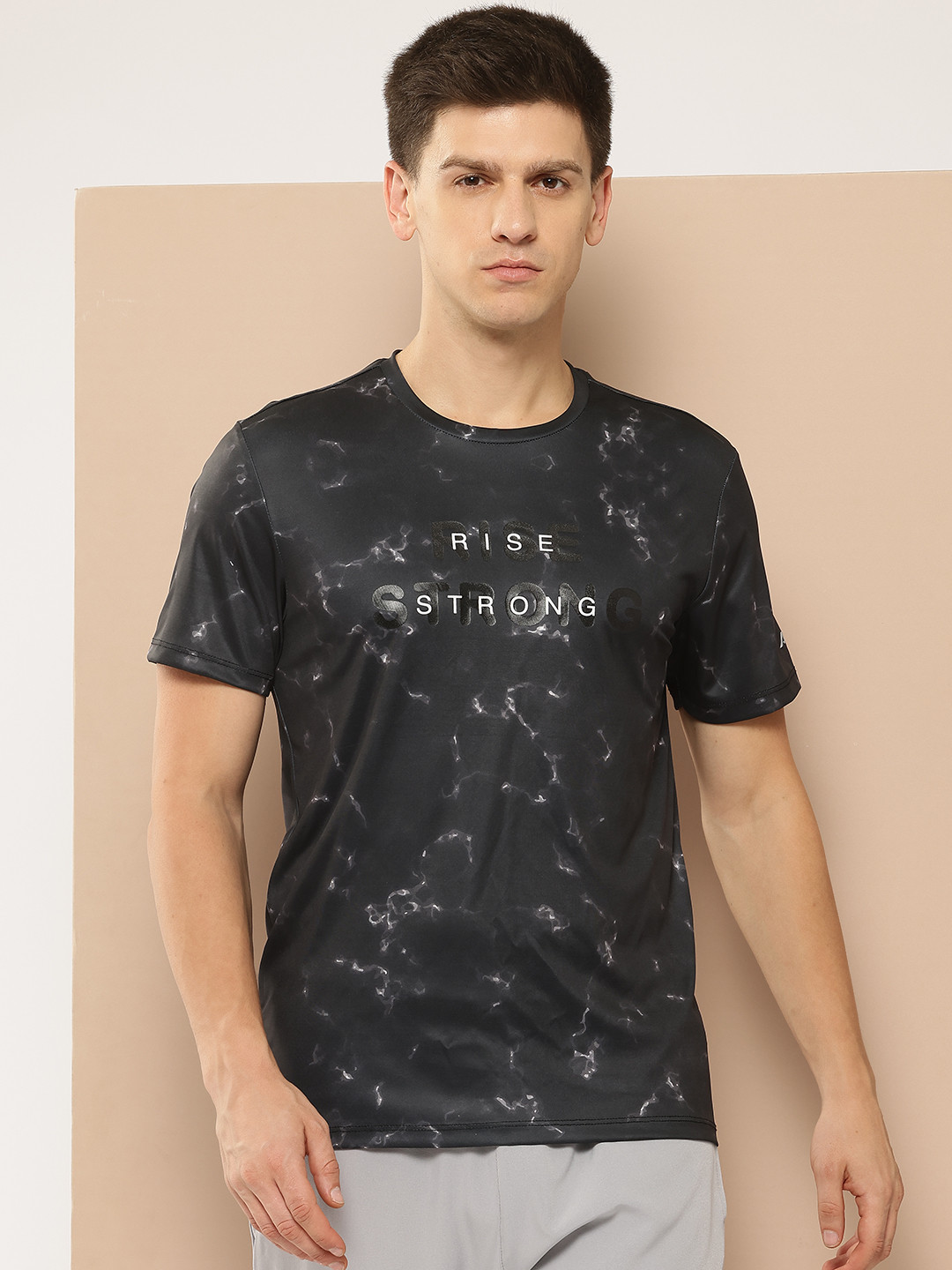 Alcis Tie & Dye Typography Printed Dri-FIT T-shirt