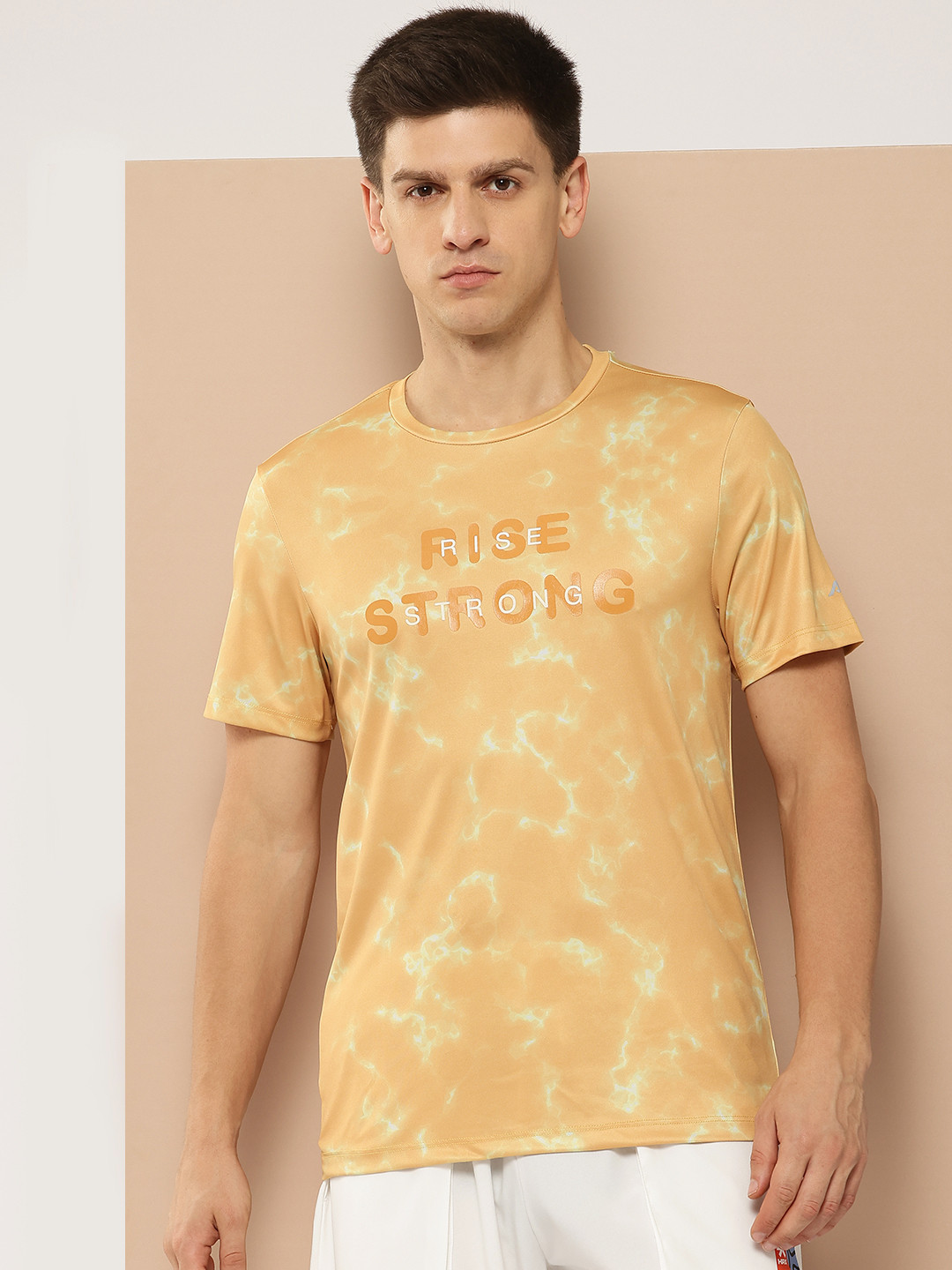 Alcis Tie & Dye Typography Printed Dri-FIT T-shirt