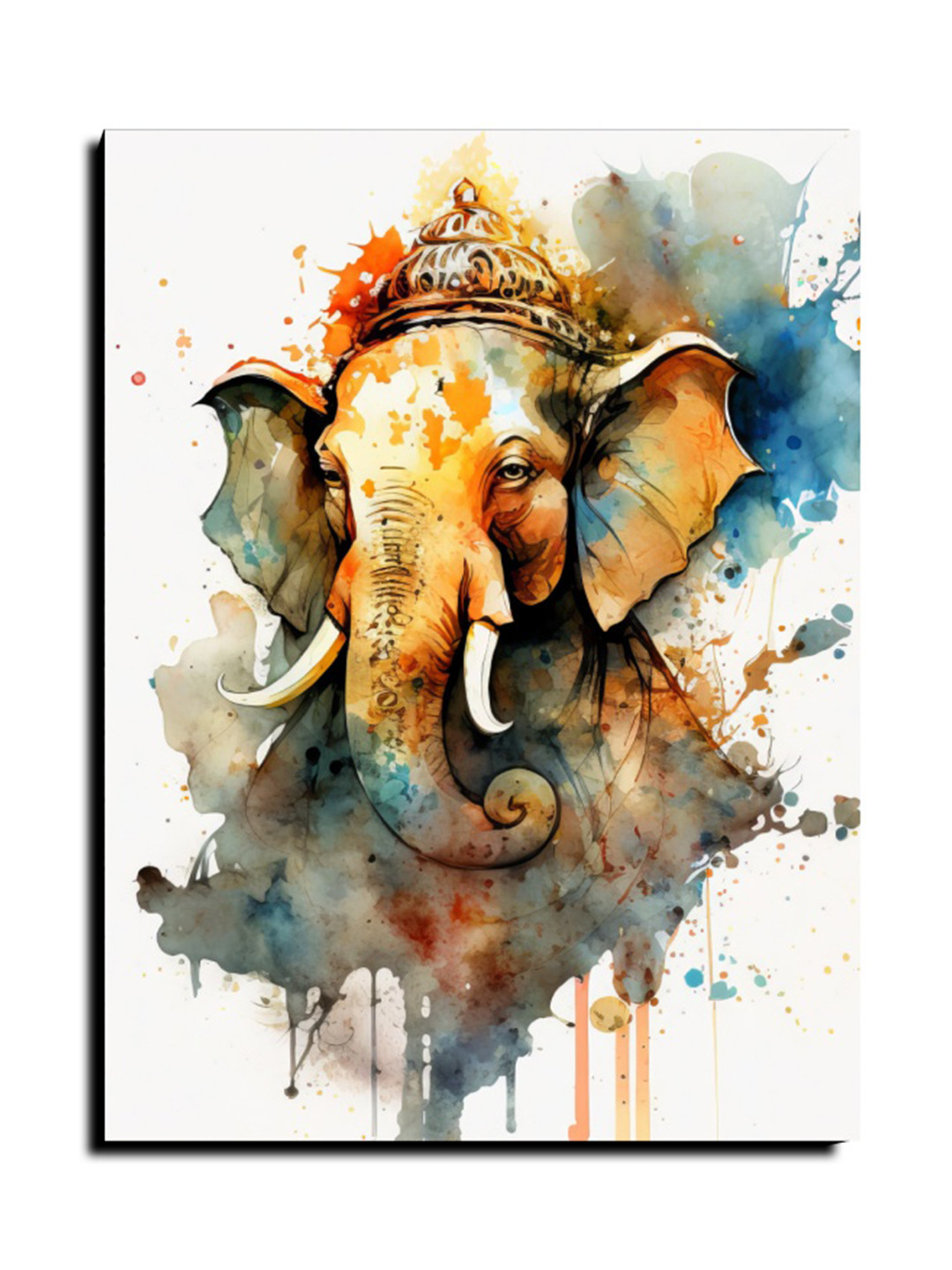Chalk My Theme Ganesh Idol Wood Wall Rectangle Paintings Wall Art - 23 x 17.5 in
