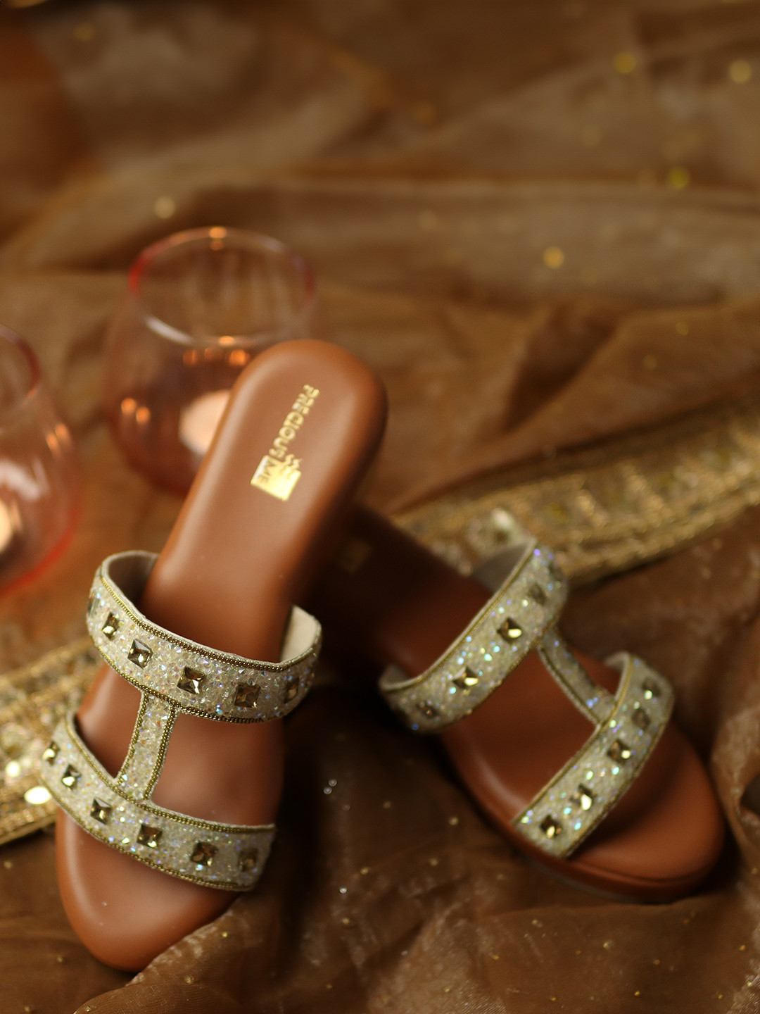 PreciousME Zari Embroidered Platform Heels