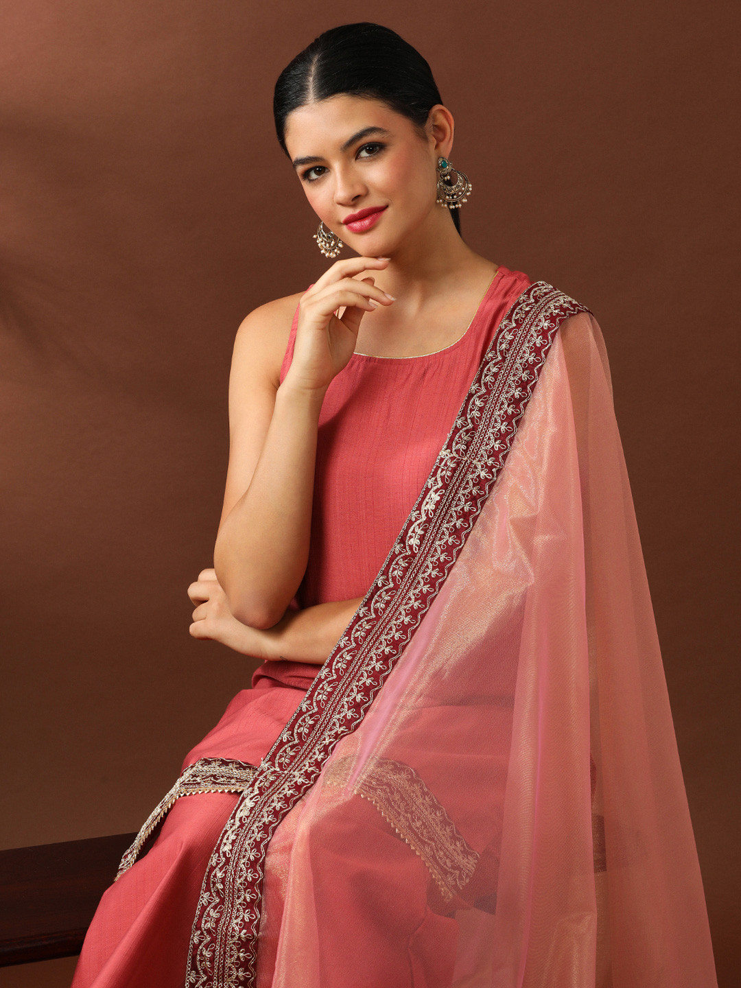Jaipur Kurti Women Regular Sequinned Kurti with Sharara & With Dupatta