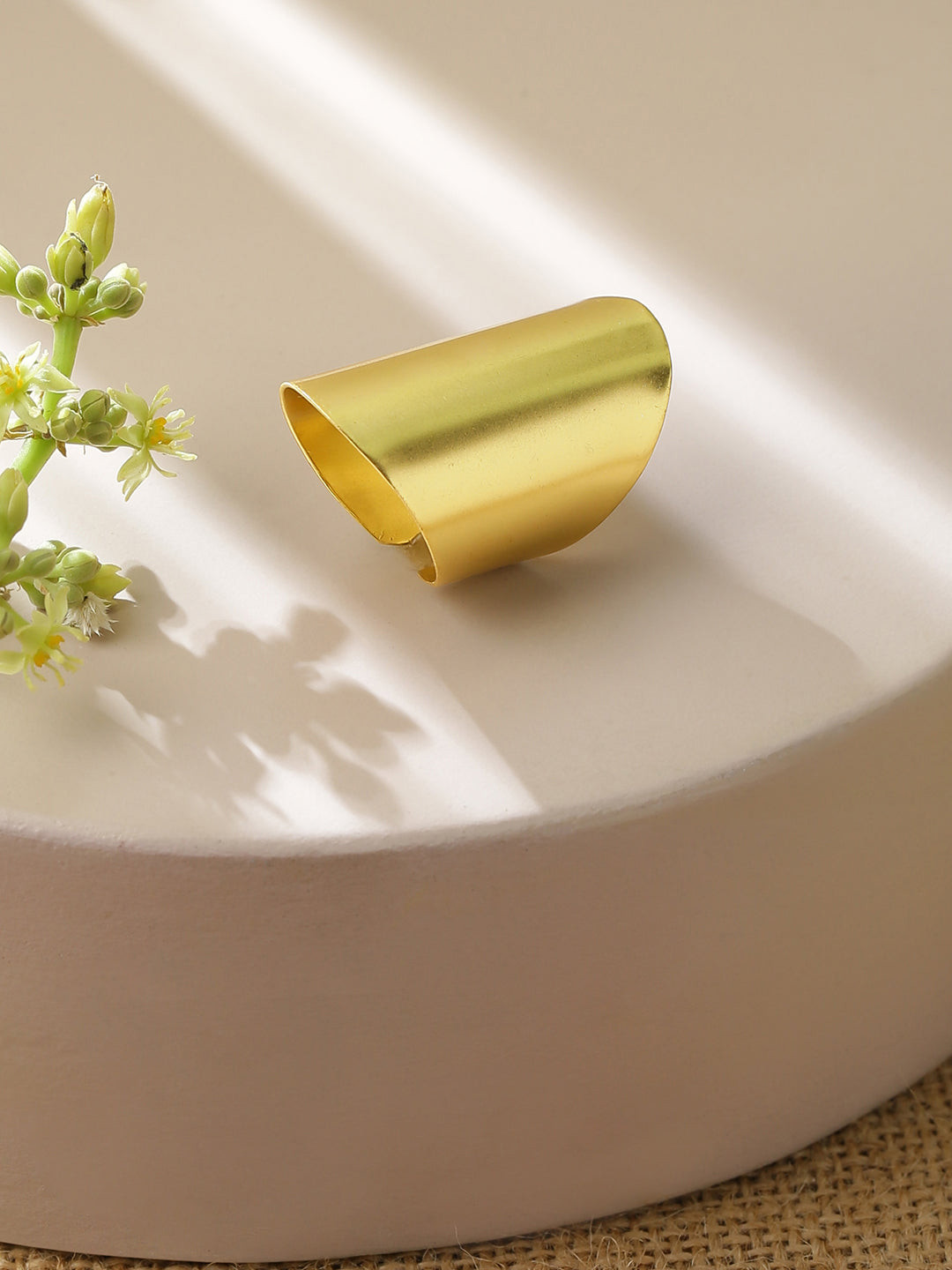 Niska Gold-Plated Sleek Open Cuff Finger Ring