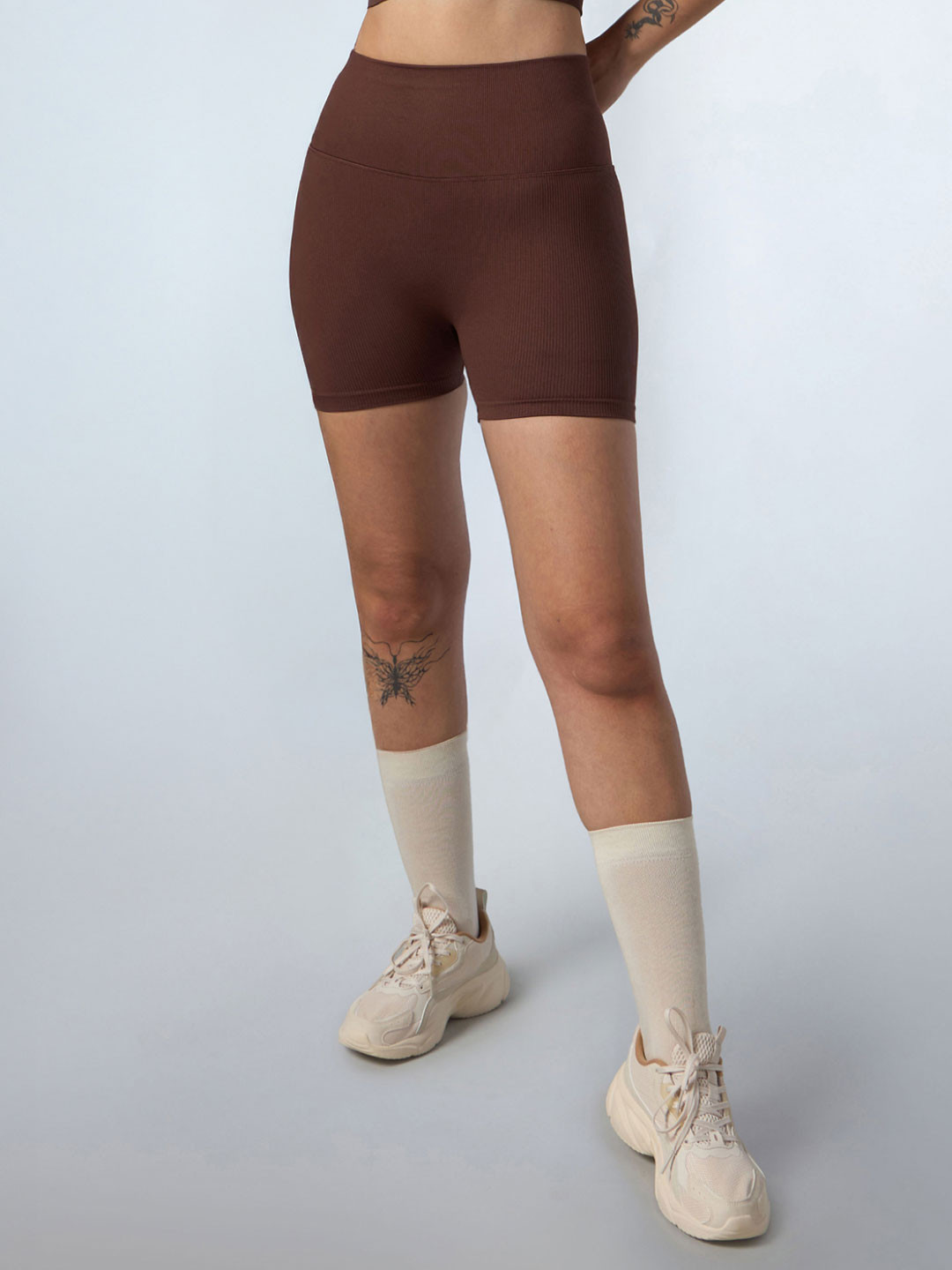 CULT Women Brown Momentum Seamless Shorts