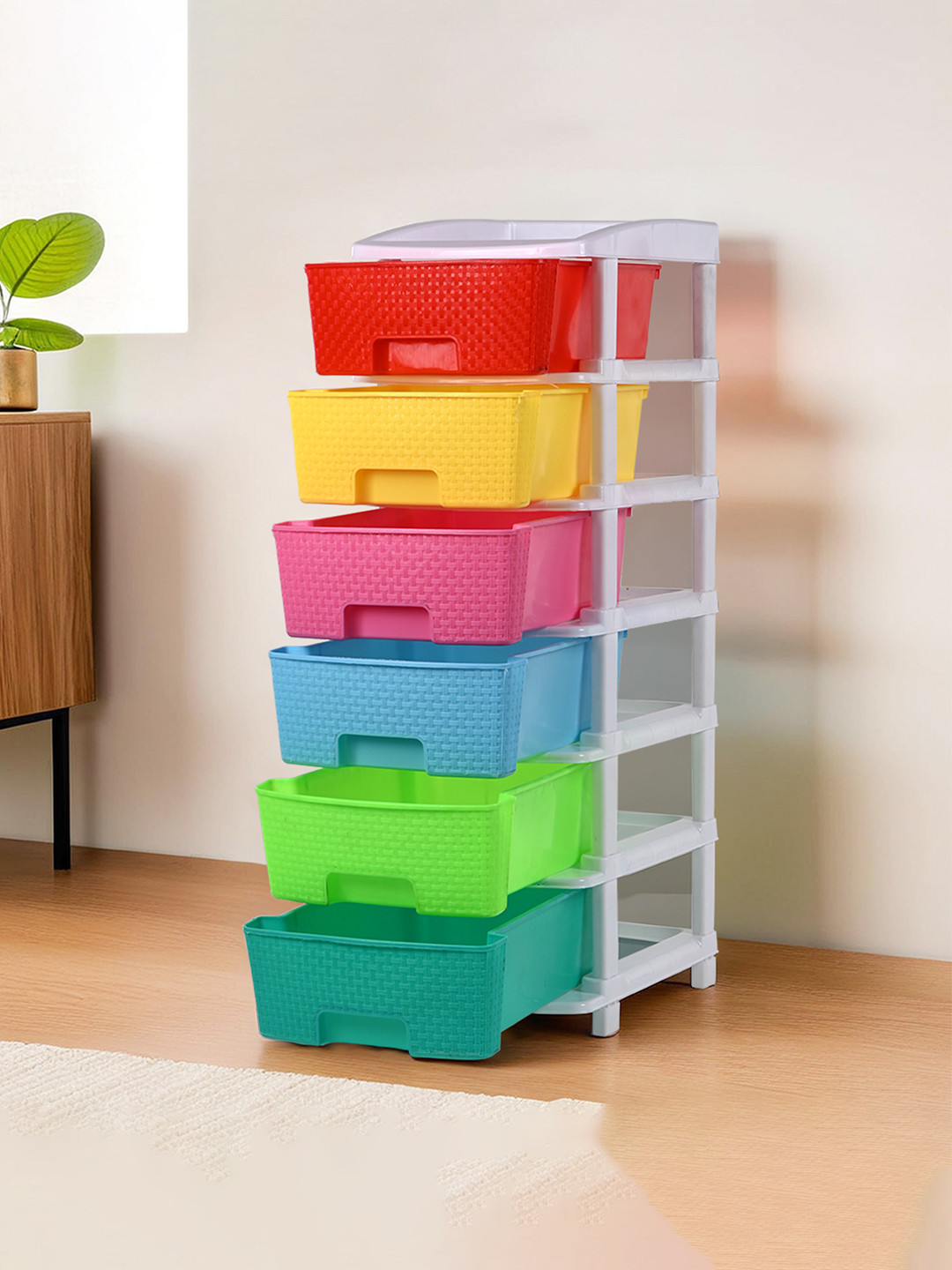 Aura Multicolor 6-Tier Collapsible Multipurpose Plastic Cabinet Drawers Storage Organizer