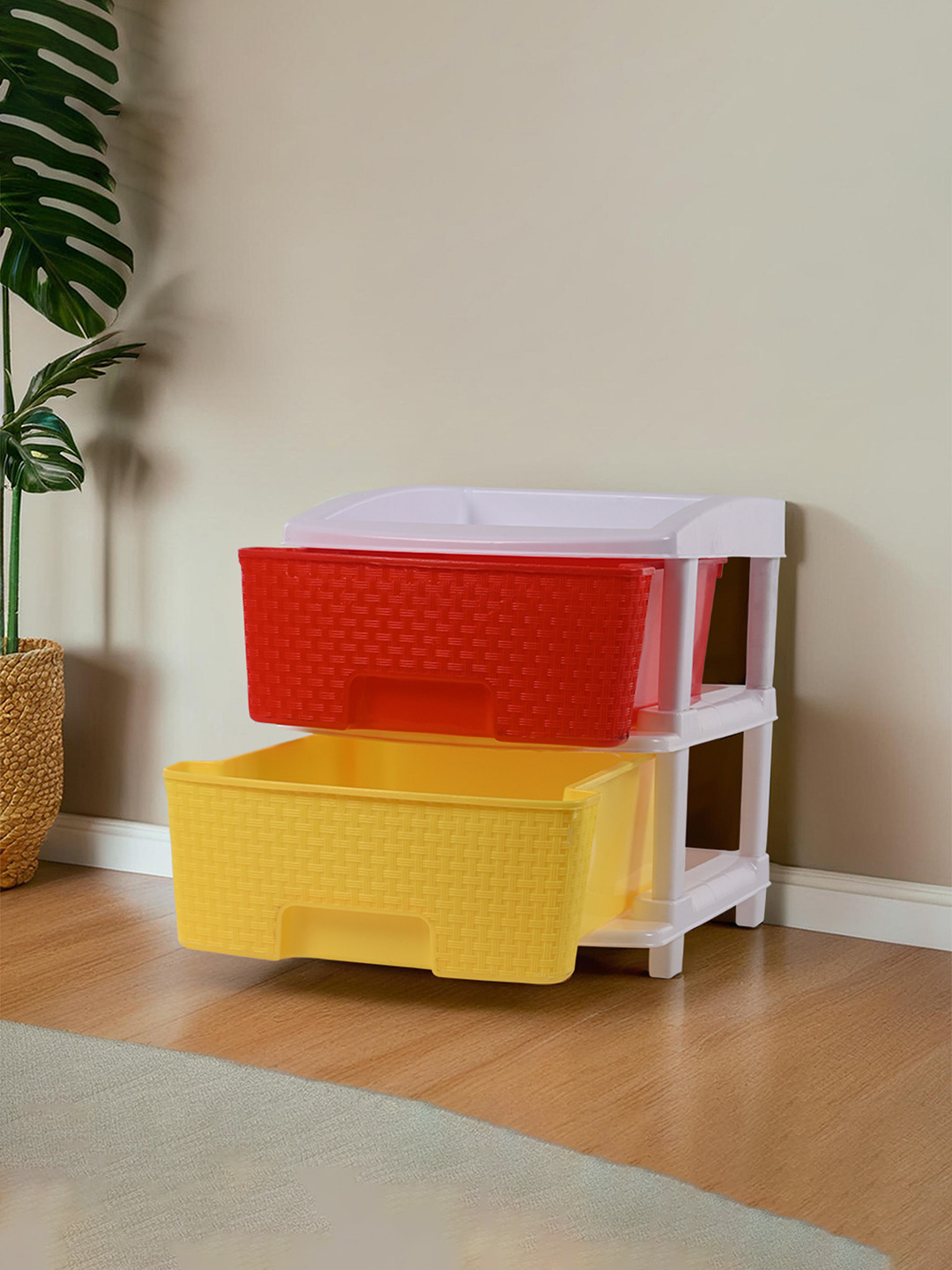 Aura Green 2-Tier Collapsible Multipurpose Plastic Cabinet Drawer Storage Organizer
