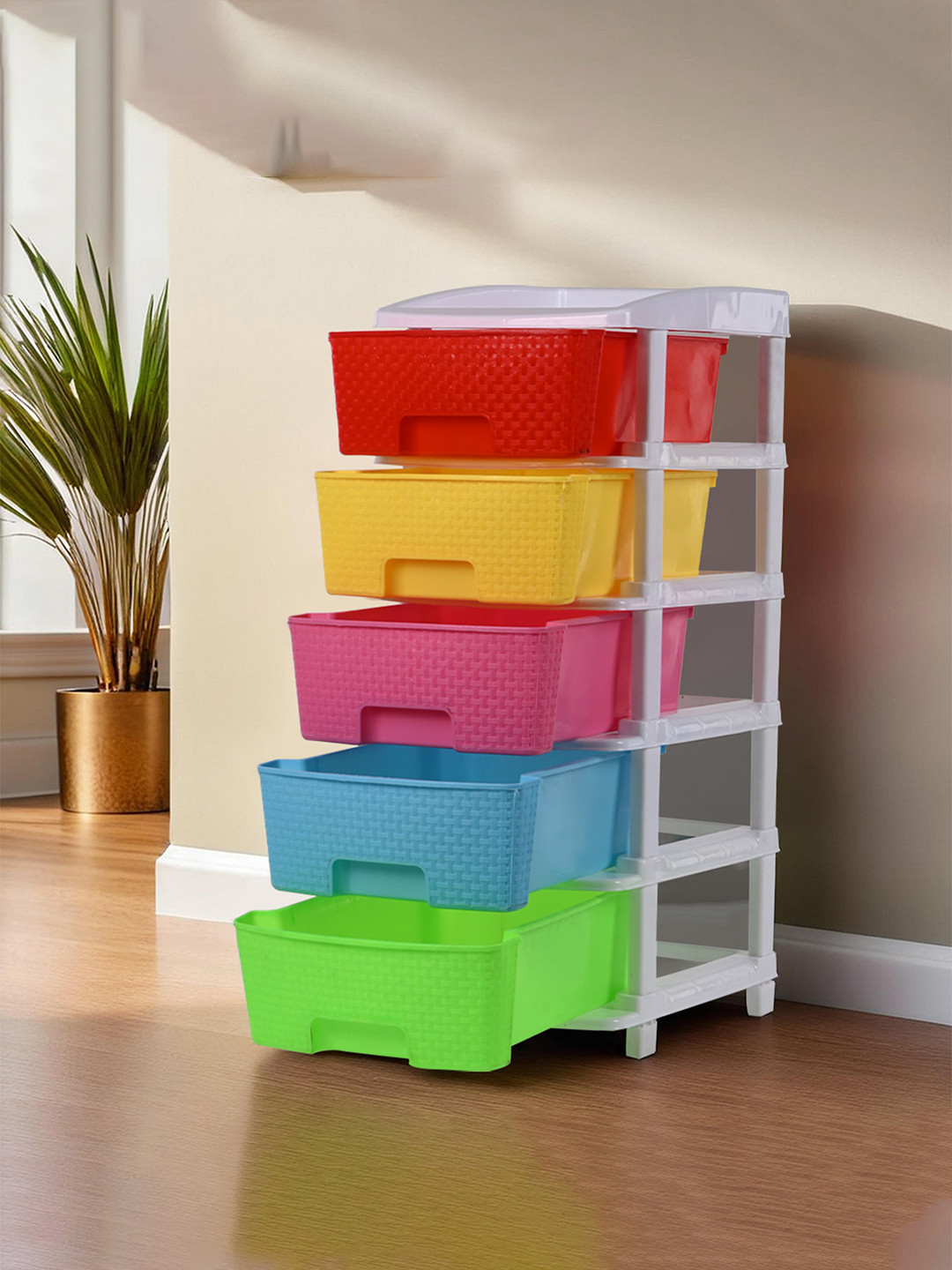Aura Multicolor 5-Tier Collapsible Multipurpose Plastic Cabinet Drawer Storage Organizer
