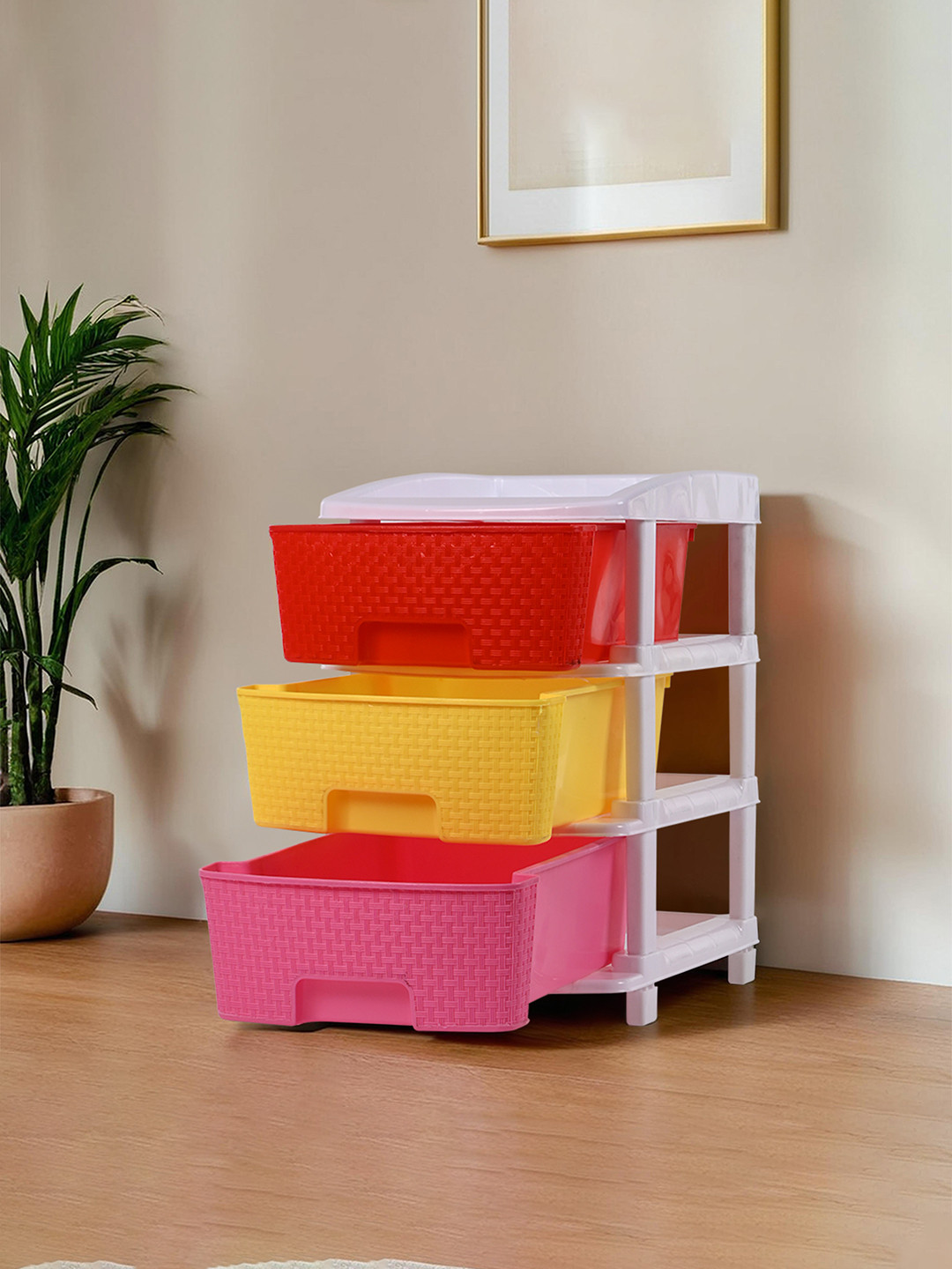 Aura Multicolor 3-Tier Collapsible Multipurpose Plastic Cabinet Drawers Storage Organizer