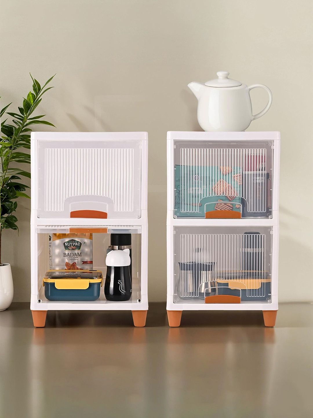 Aura Set of 4 Units Modular Transparent Regular Cabinet Storage Foldable Drawer Organiser