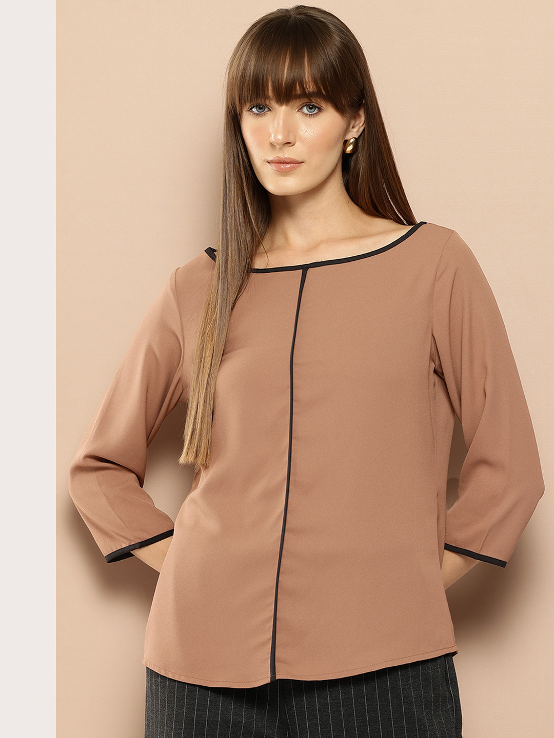 her by invictus Striped Crepe Top