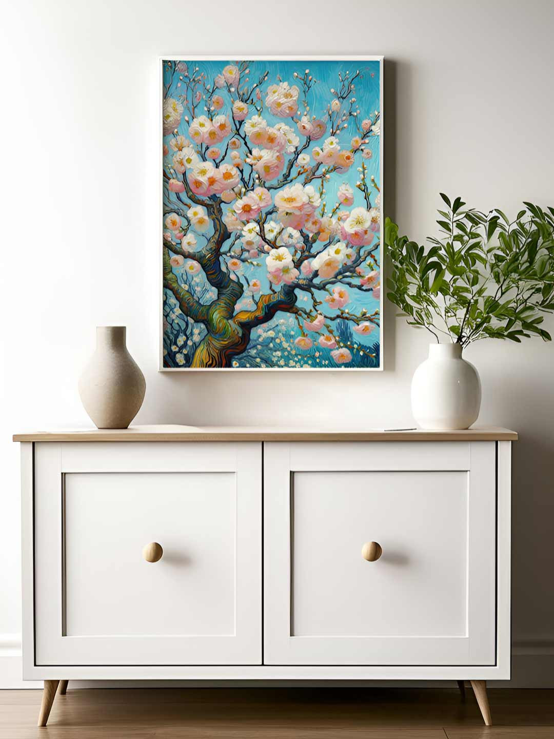 Sassyco Cherry Blossom Canvas Wall Rectangle Paintings Wall Art - 22 x 18In