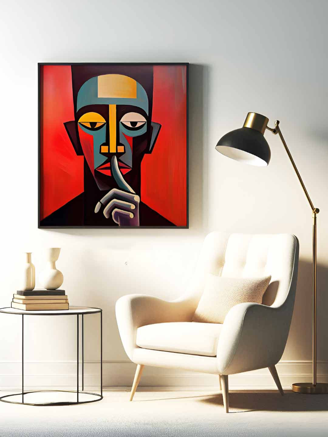 Sassyco Red & Blue 1 Piece Canvas Abstract Wall Paintings