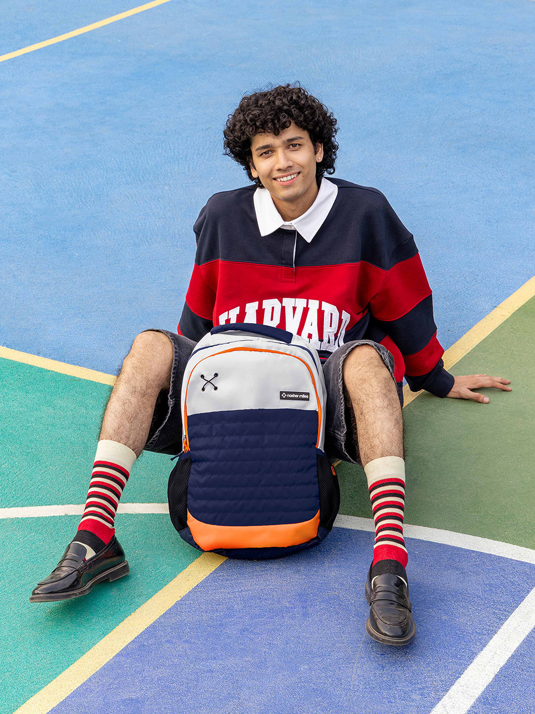 Nasher Miles Coding Laptop Backpack 31 Liters Polyester with Raincover (White Blue)