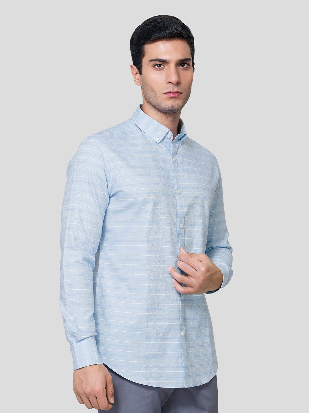Zest Melange Men Premium Slim Fit Horizontal Stripes Opaque Striped Formal Shirt