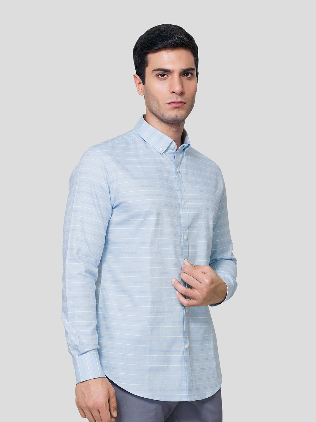 Zest Melange Men Premium Horizontal Stripes Opaque Striped Formal Shirt