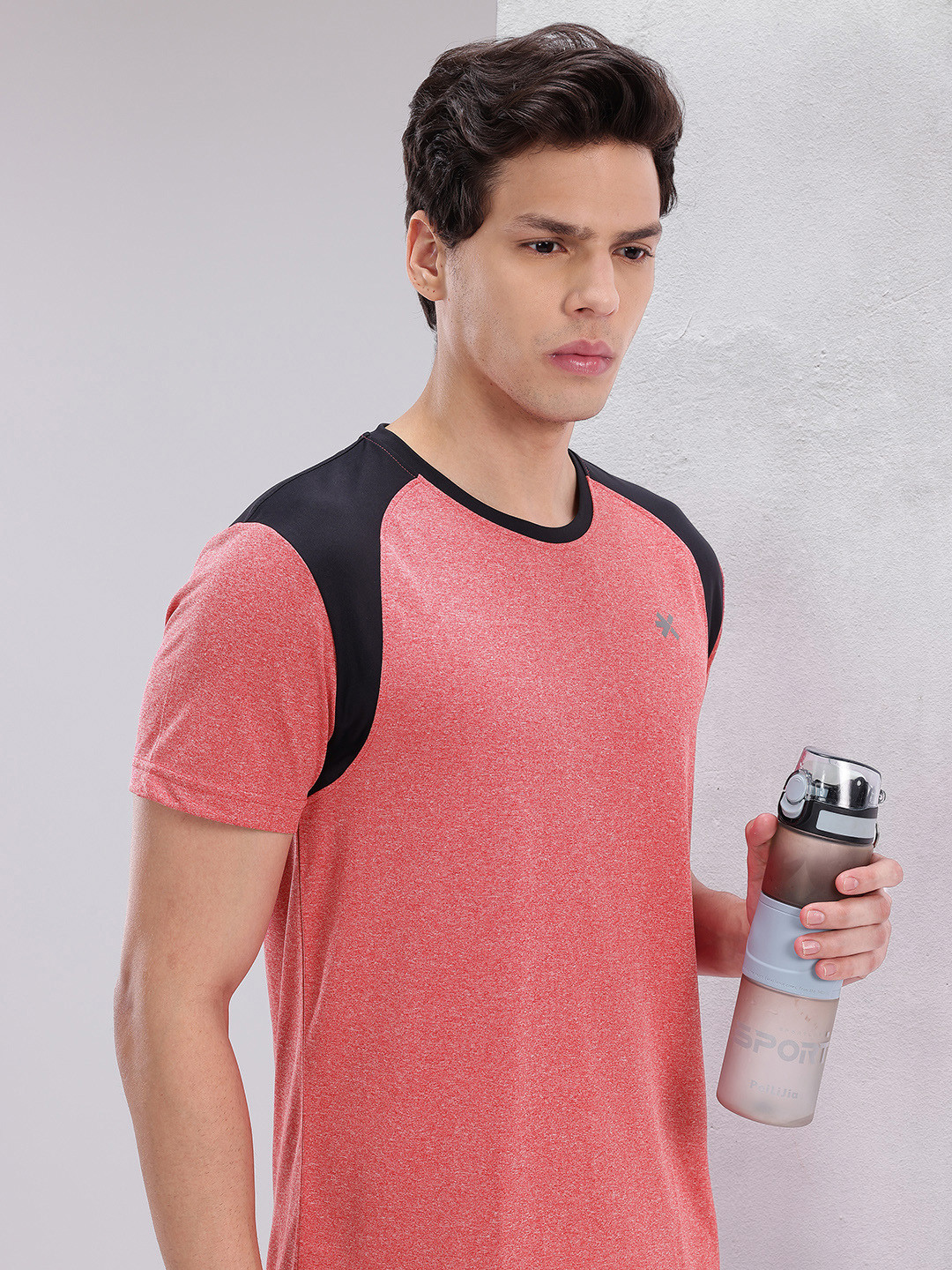 HRX by Hrithik Roshan Contrast Panel Rapid-Dry Training T-shirt