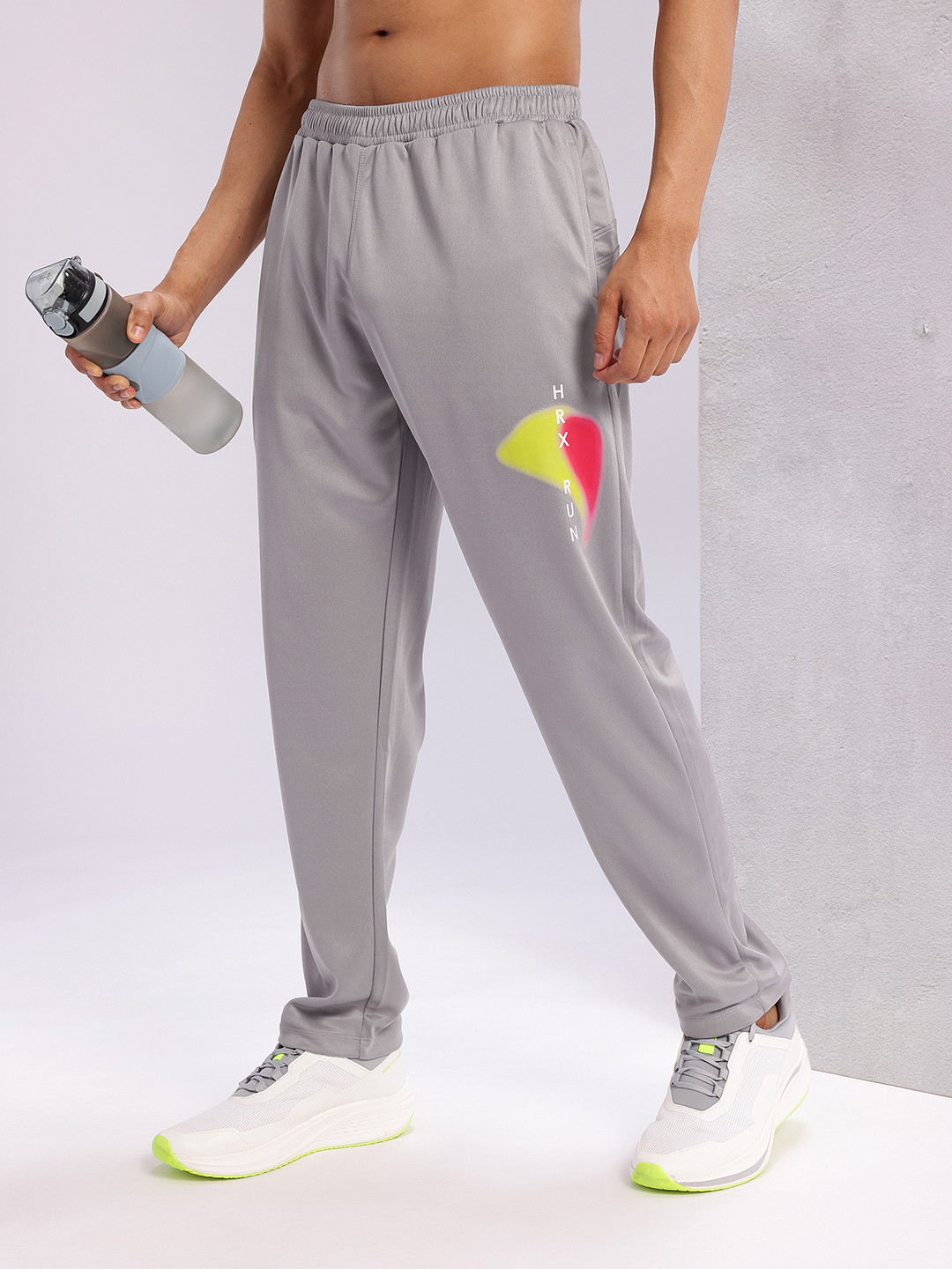 HRX by Hrithik Roshan Men Mid-Rise Rapid-Dry Brand Logo Print Running Track Pants