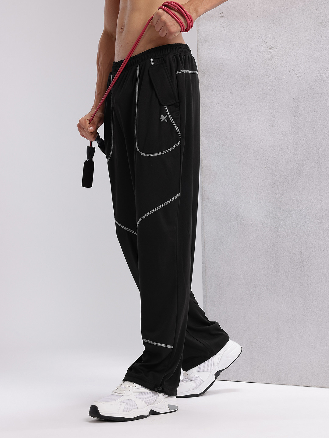 HRX by Hrithik Roshan Men Contrast Stitch Rapid-Dry Toggle Hem Training Track Pants