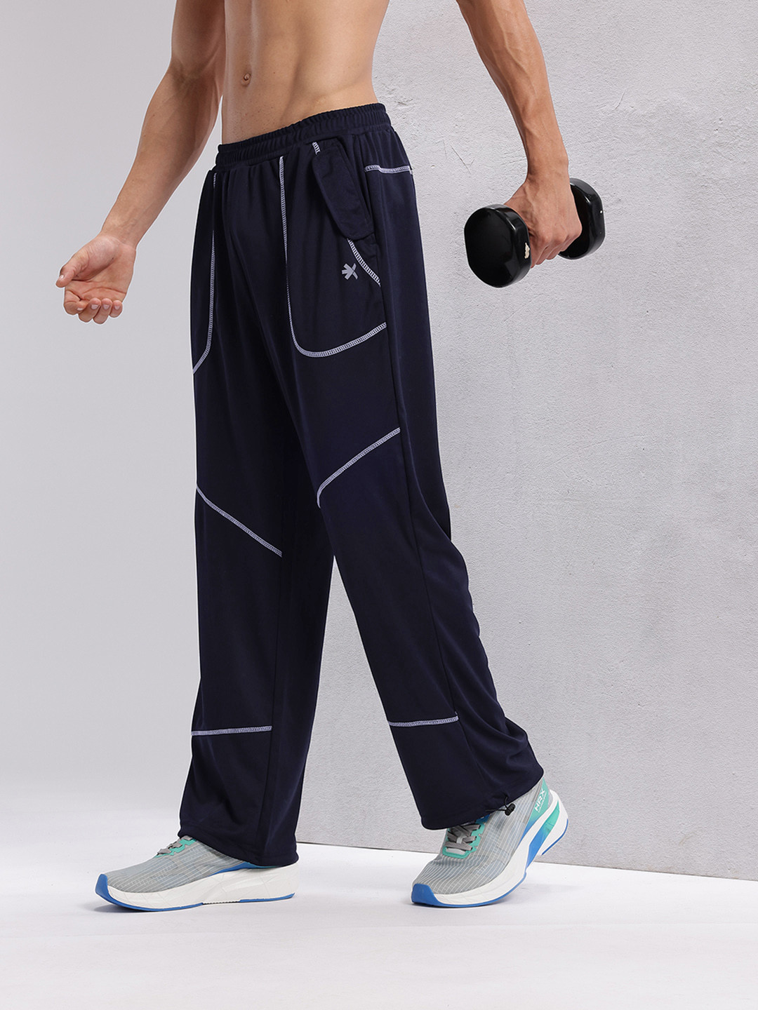 HRX by Hrithik Roshan Men Contrast Stitch Rapid-Dry Toggle Hem Training Track Pants