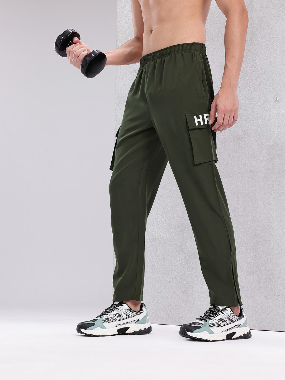 HRX by Hrithik Roshan Men Brand Logo Print Rapid-Dry Training Cargos with Side Slits