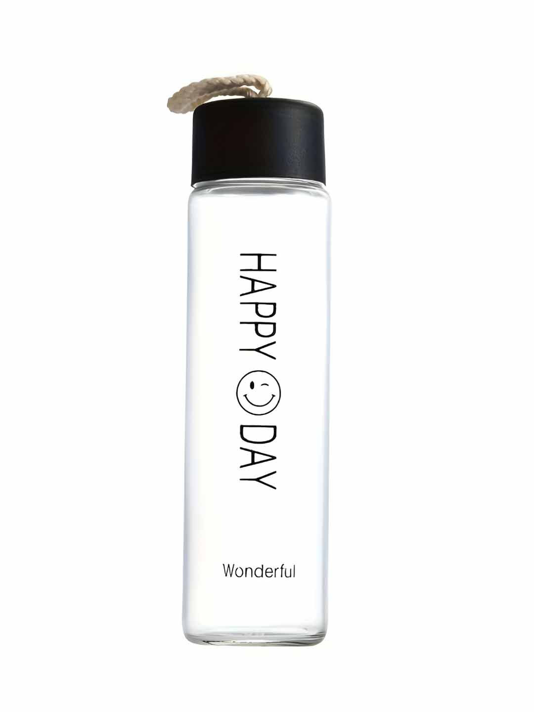 WELOUR Black Conversational Glass Spill Proof Water Bottle - 400ml