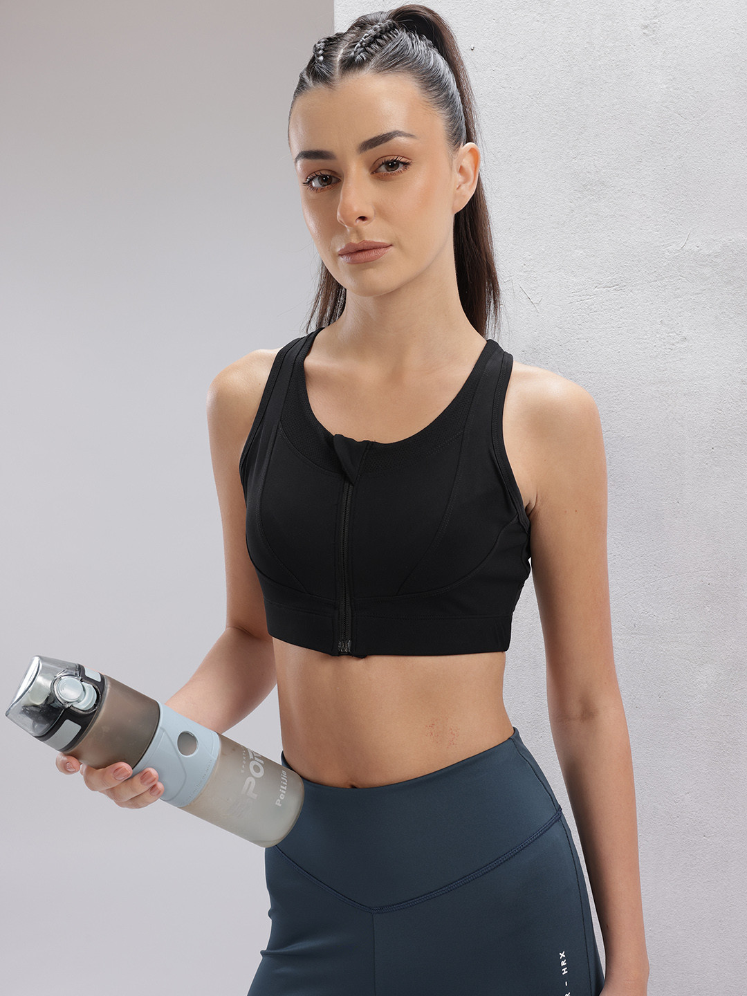 HRX by Hrithik Roshan Racerback Medium Coverage Mesh Inserts Sports Bra KR5104_A