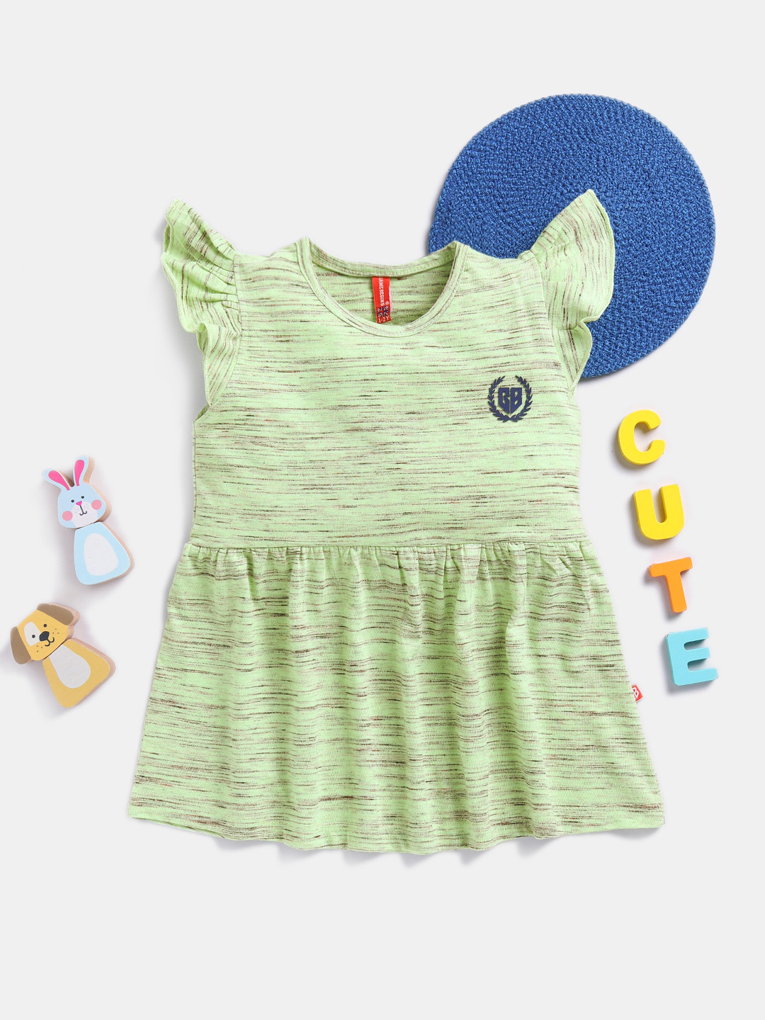 Here&Now X Game Begins Girls Self Design Flared Sleeve Fit & Flare Dress