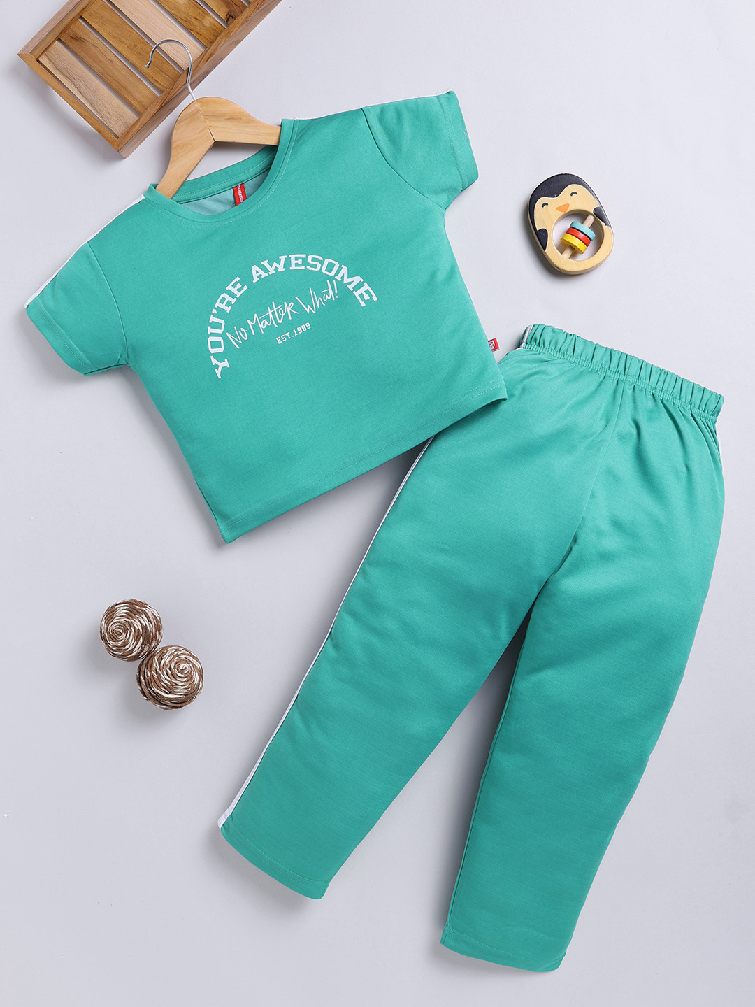 Here&Now X Game Begins Girls Printed T-shirt with Trousers