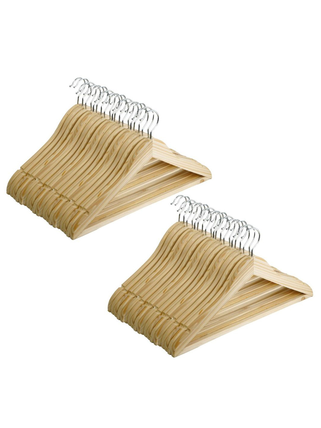 SuperGeneriX Beige 40-Pcs Wooden Clothes Open Ended Hangers