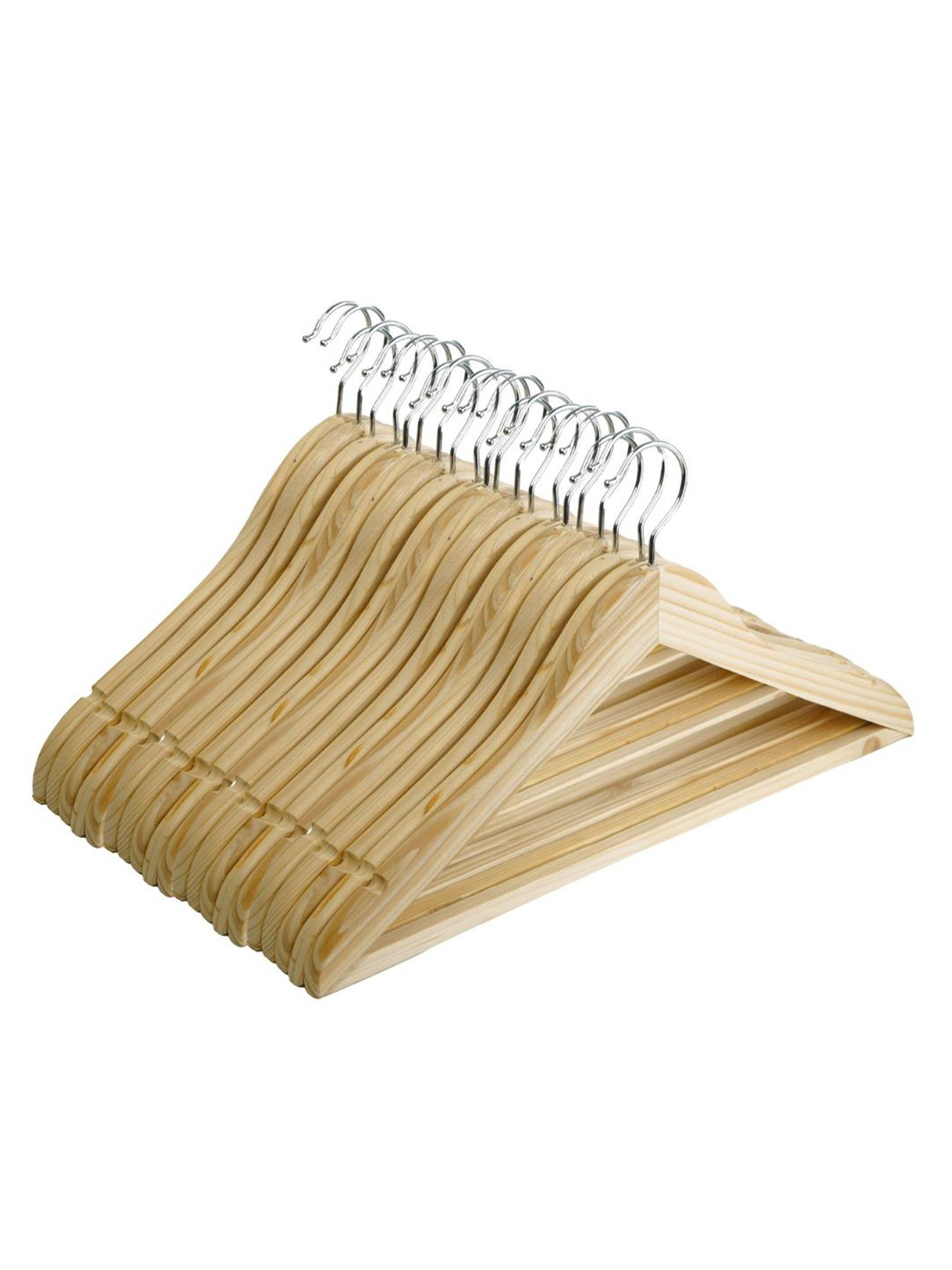 SuperGeneriX Beige 20-Pcs Wooden Clothes Open Ended Hangers