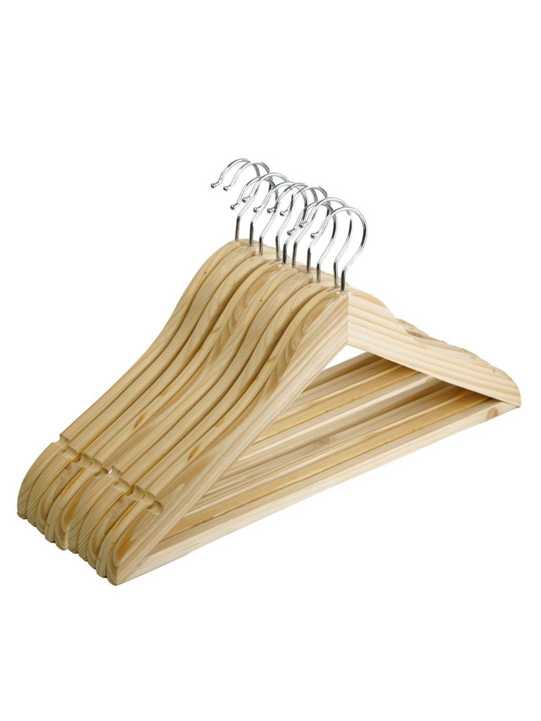 SuperGeneriX Beige 10-Pcs Wooden Clothes Open Ended Hangers