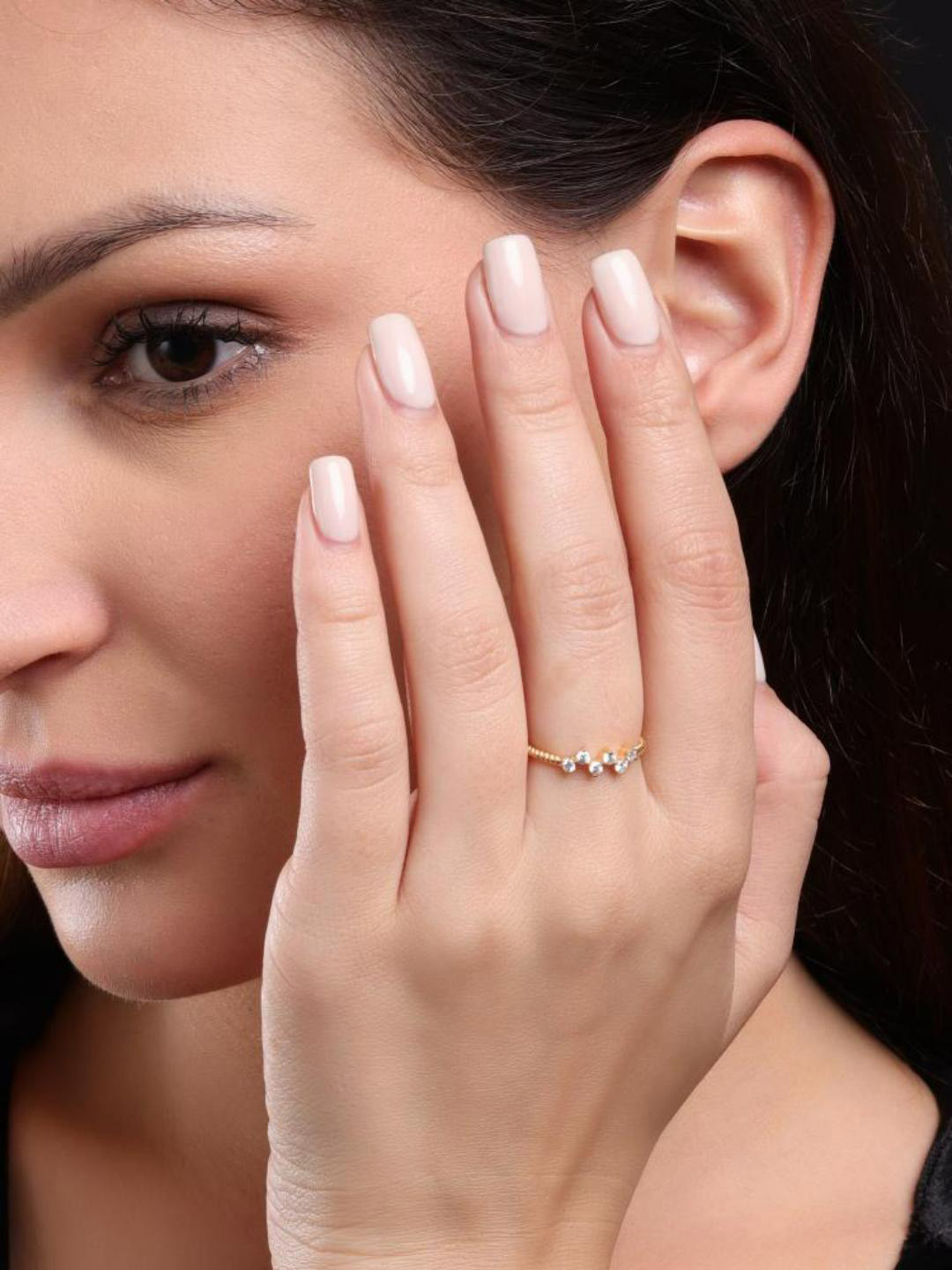 Soraya Luxe 925 Sterling Silver Moissanite Diamond 18K Gold Plated Ripple Band Ring