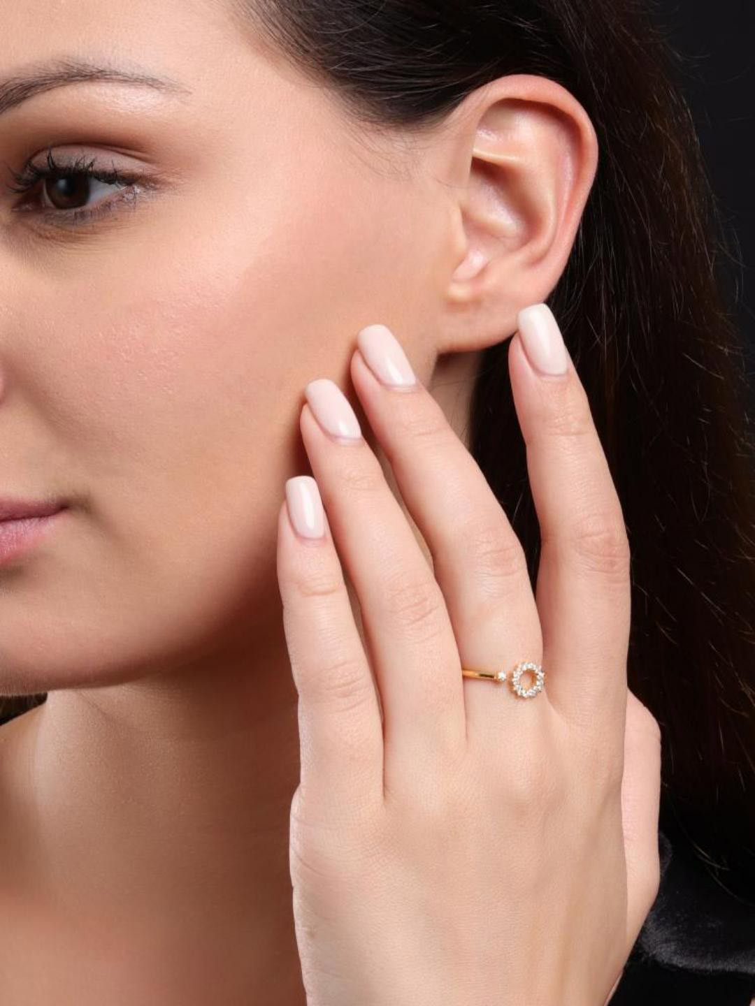 Soraya Luxe 925 Sterling Silver Moissanite Diamond 18K Gold Plated Floral Halo Ring