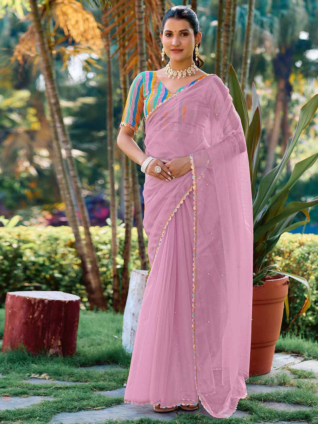 KALINI Beads and Stones Supernet Saree