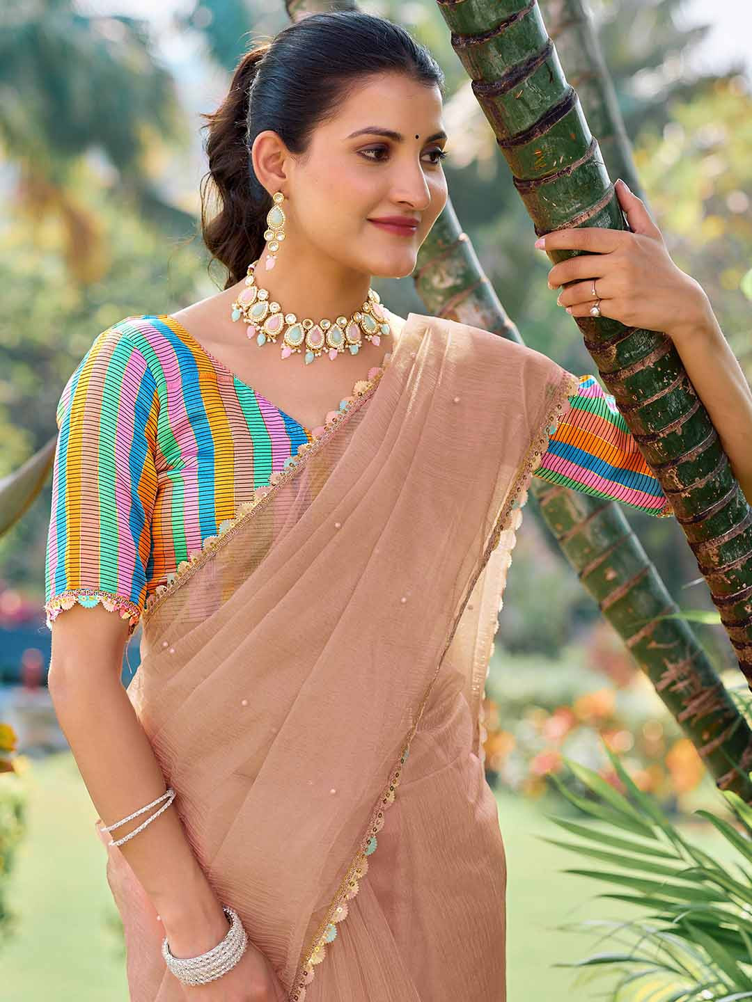 KALINI Beads and Stones Supernet Saree