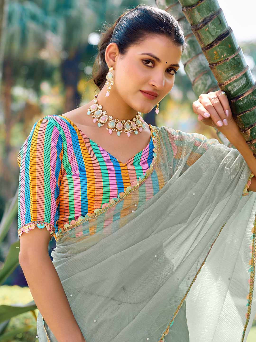 KALINI Beads and Stones Supernet Saree