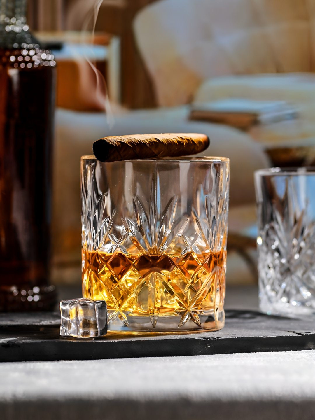 Troveas Set Of 2 Italian Crystal Swords Whiskey Glass