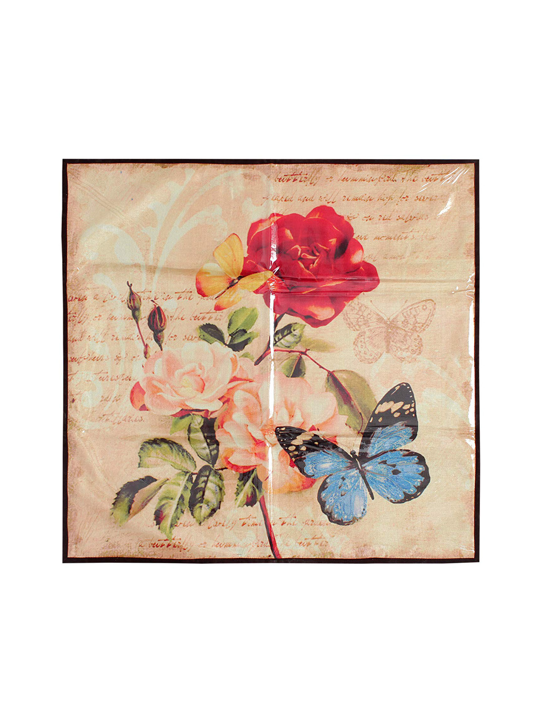 CASA-NEST Beige & Red Printed Waterproof Laminated Table Placemats