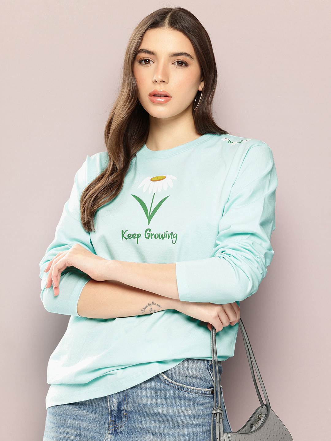 Dillinger Women Long Sleeve Oversized Printed Tshirt