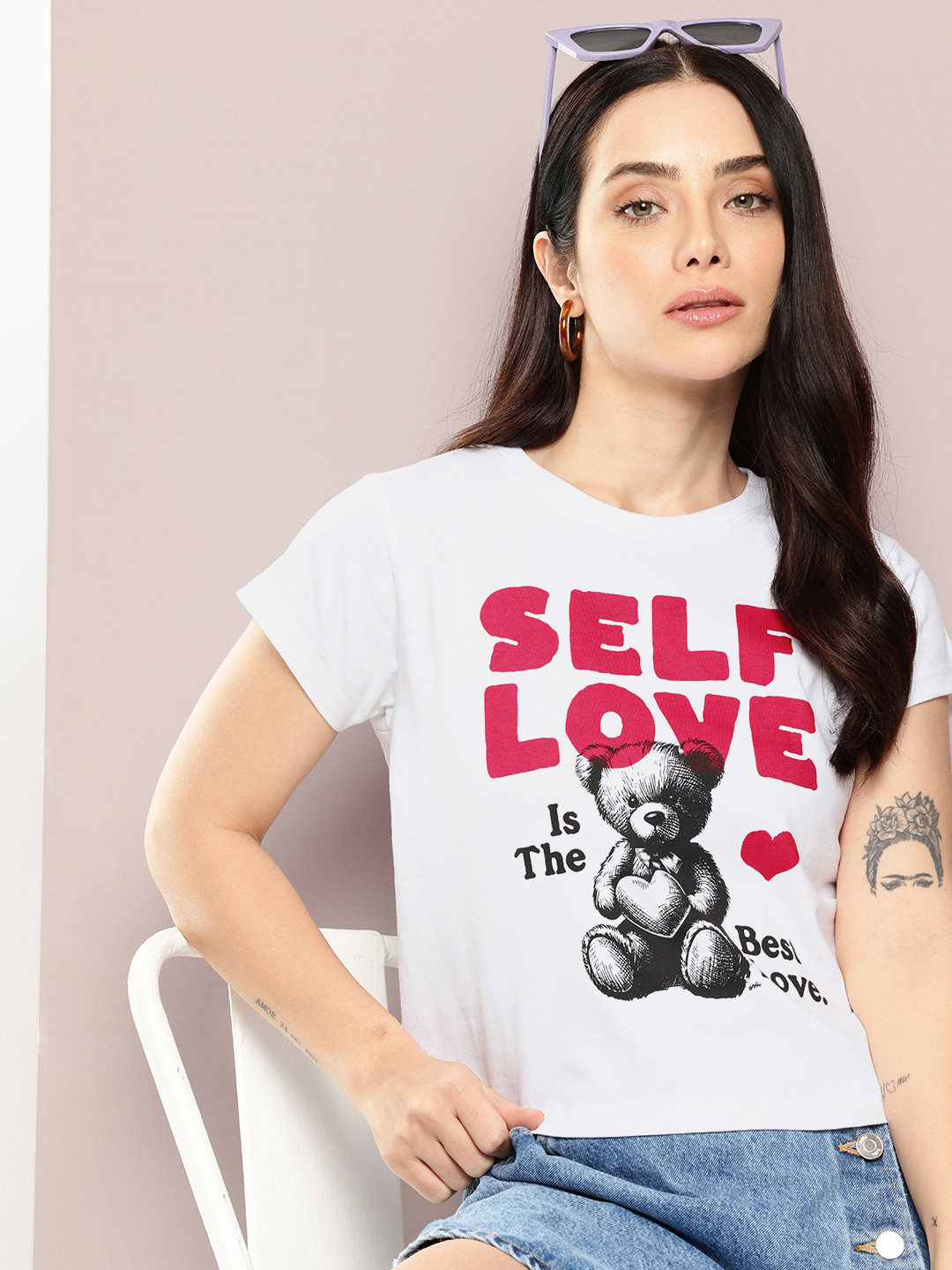 Dillinger Women Short Sleeve Cropped Printed Boxy Tshirt