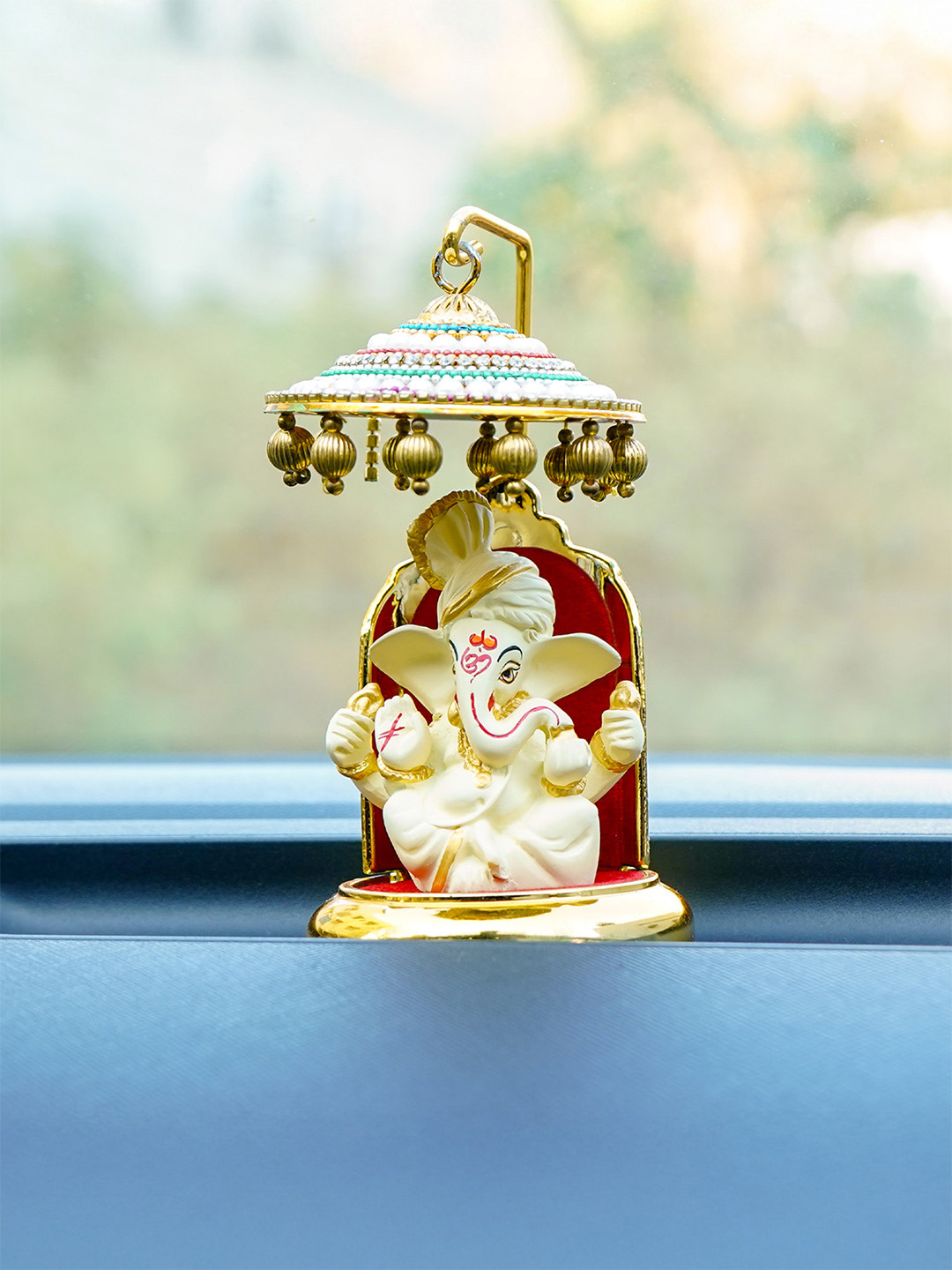 Ekhasa Ganesh Yellow Polyresin Glossy Home Office Small Showpiece - 5.1 Inches