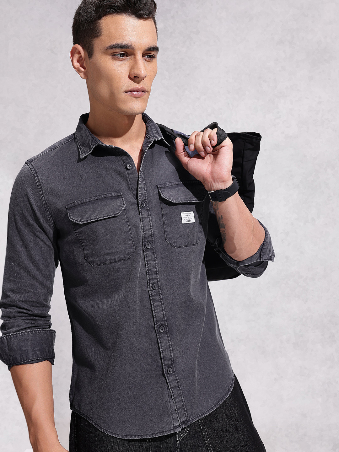 WROGN Pure Cotton Denim Shirt