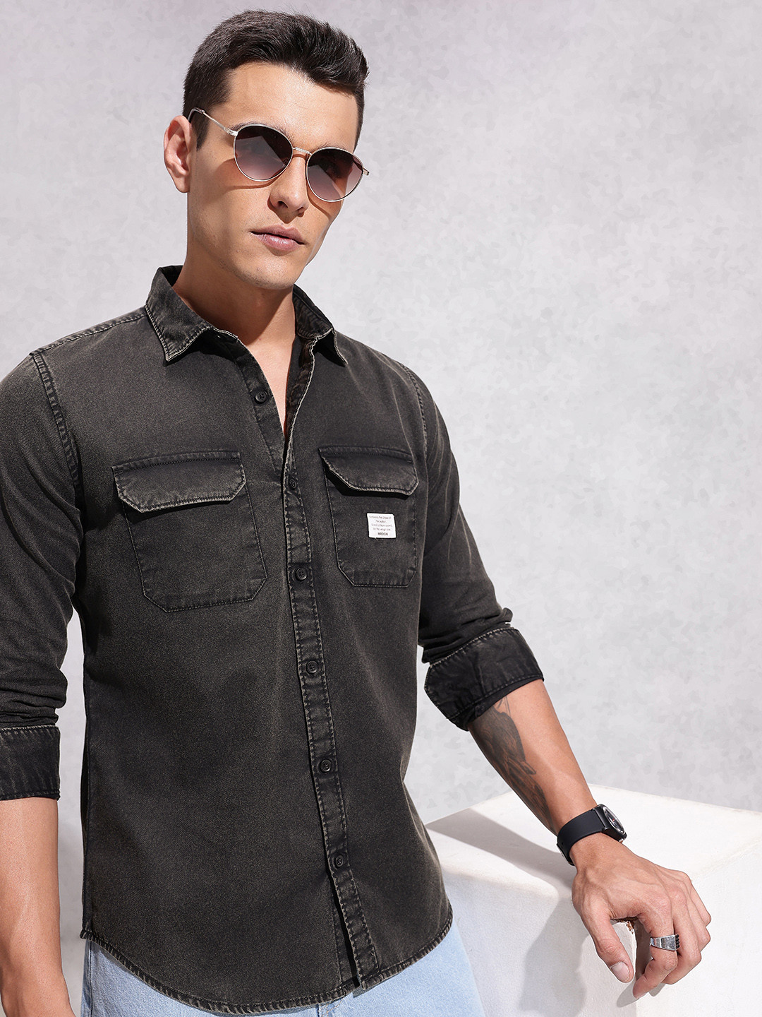 WROGN Pure Cotton Denim Shirt