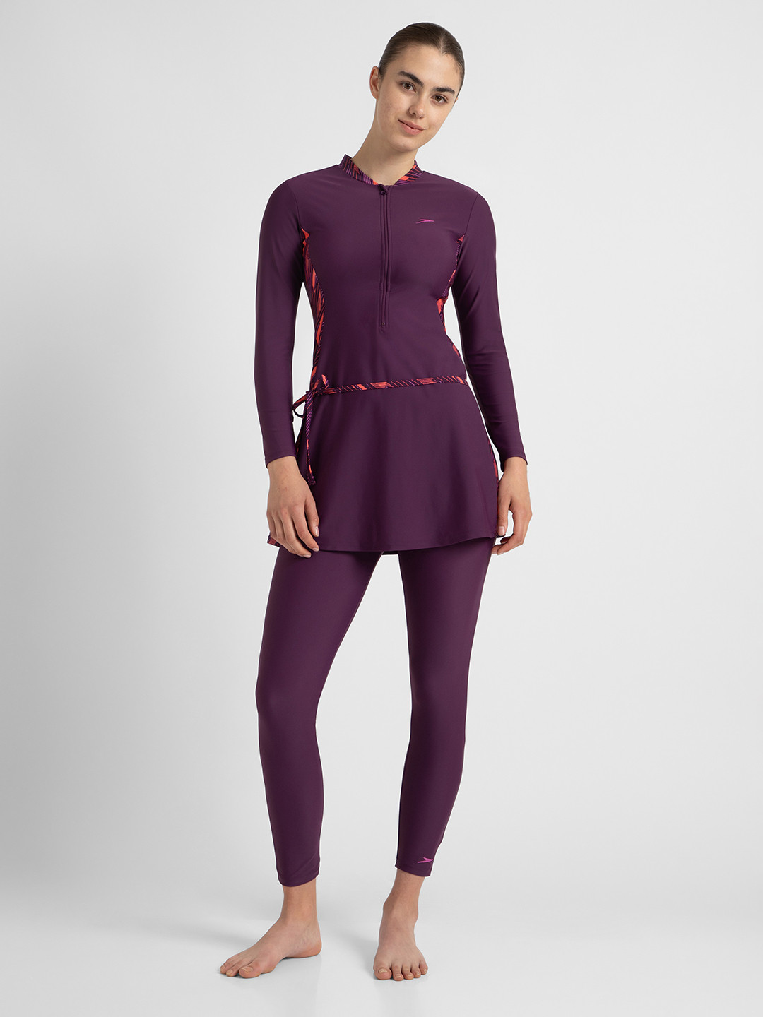 Speedo Women Enduraflex Hyperboom Two Piece Closedback Full Body Suit With Bra Pads